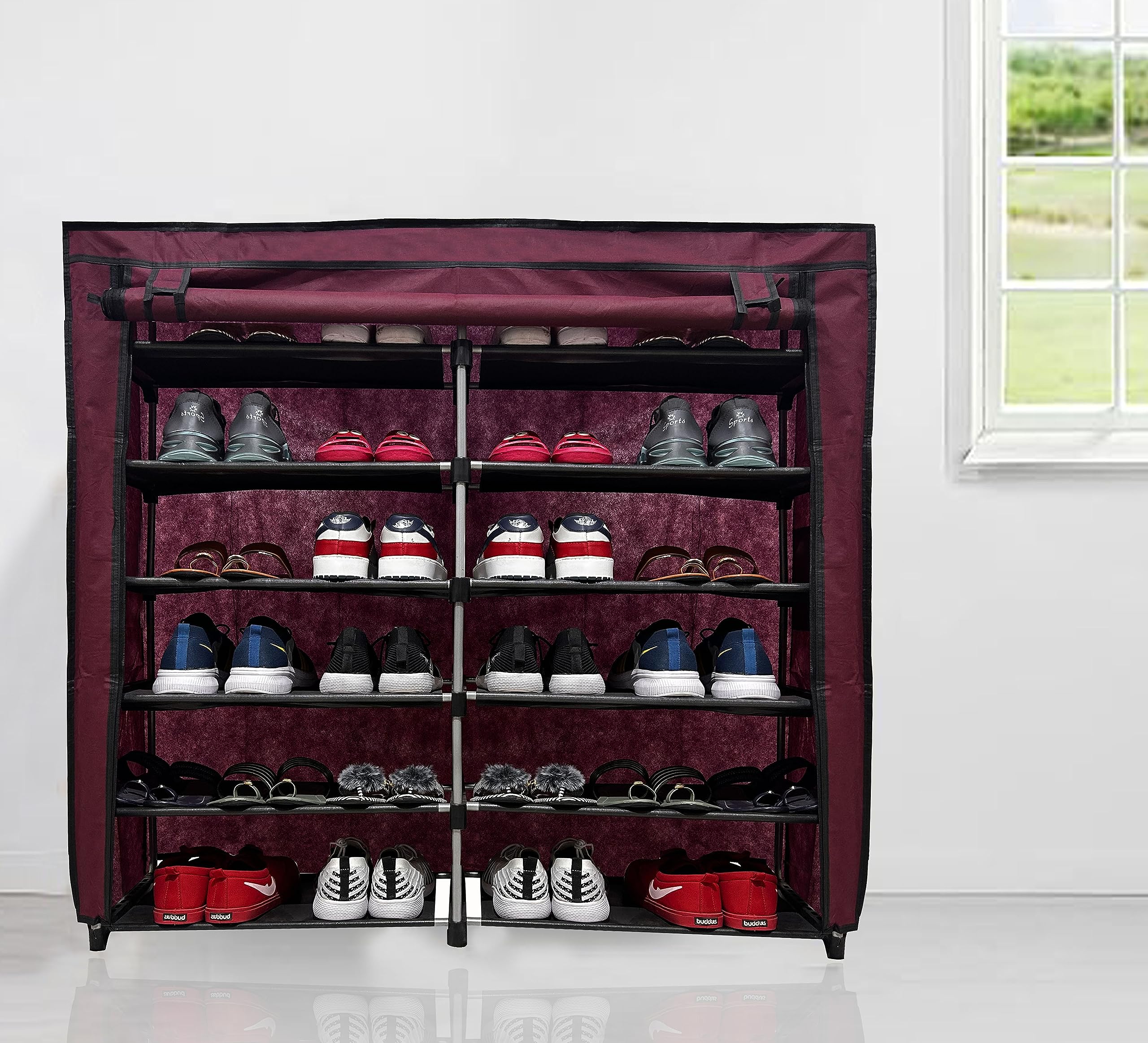 Philoshop Multipurpose| Portable Folding 12 Layer Shoe Rack For Home Improvement Furniture| Clothes Storage Wardrobe| Adjustable