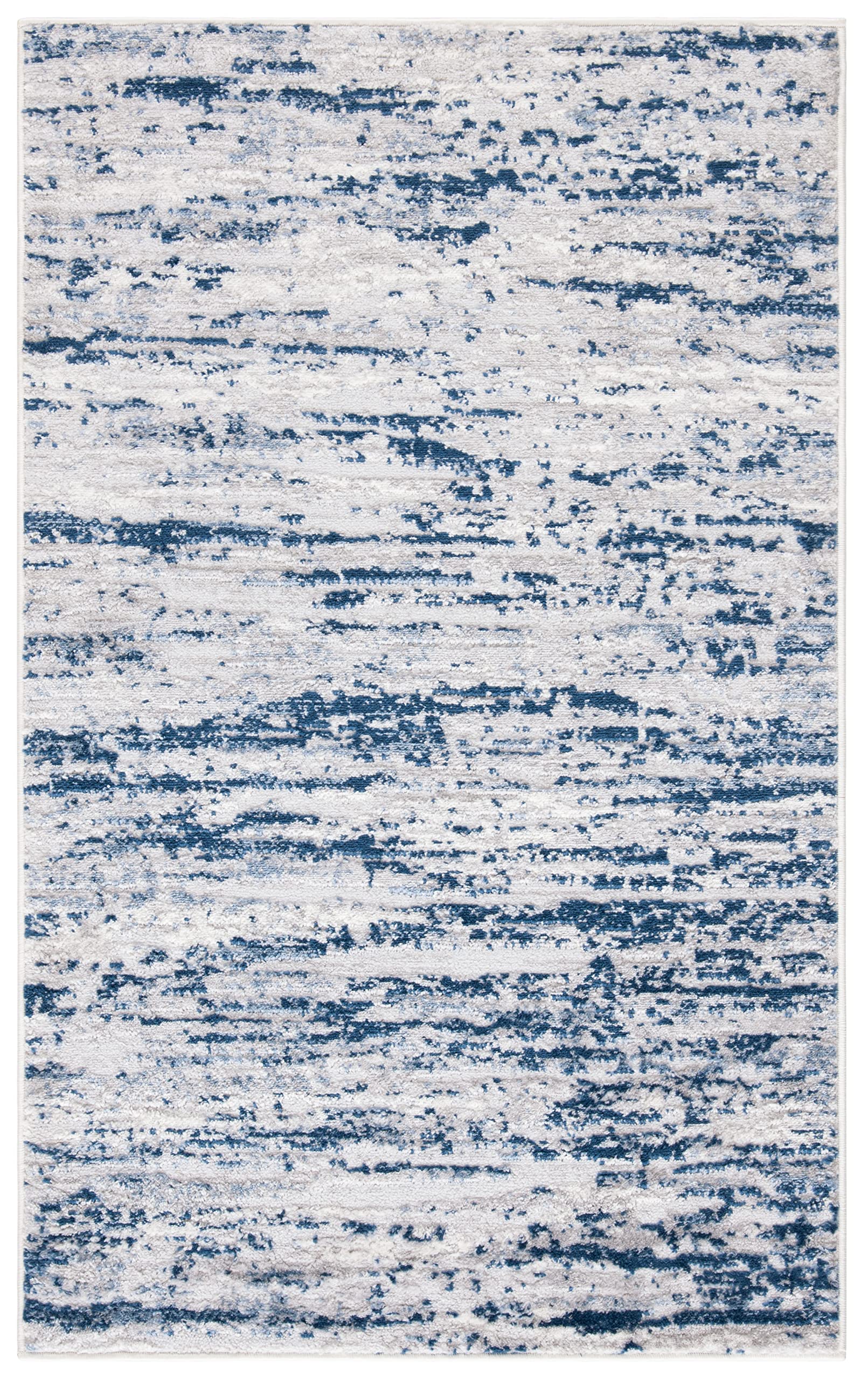 SAFAVIEH Amelia Collection Accent Rug - 22 x 4, Grey & Navy, Modern Abstract Design, Non-Shedding & Easy Care, Ideal for High 