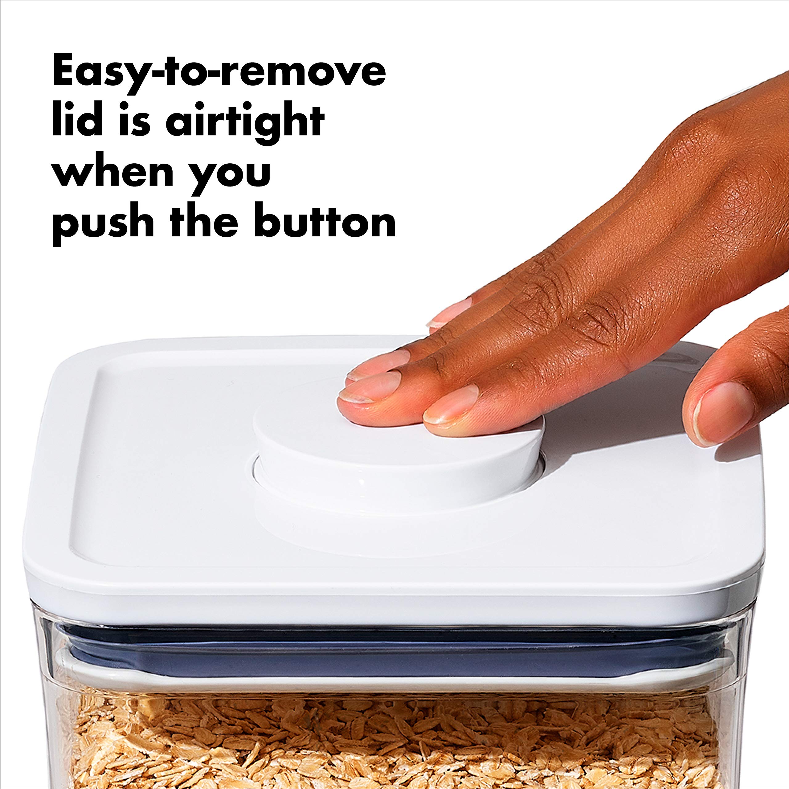 Oxo Good Grips Pop Container - Airtight Food Storage - Small Square Short 1.1 Qt Ideal For 1 Lb Of Brown Sugar Or Confectioner'S