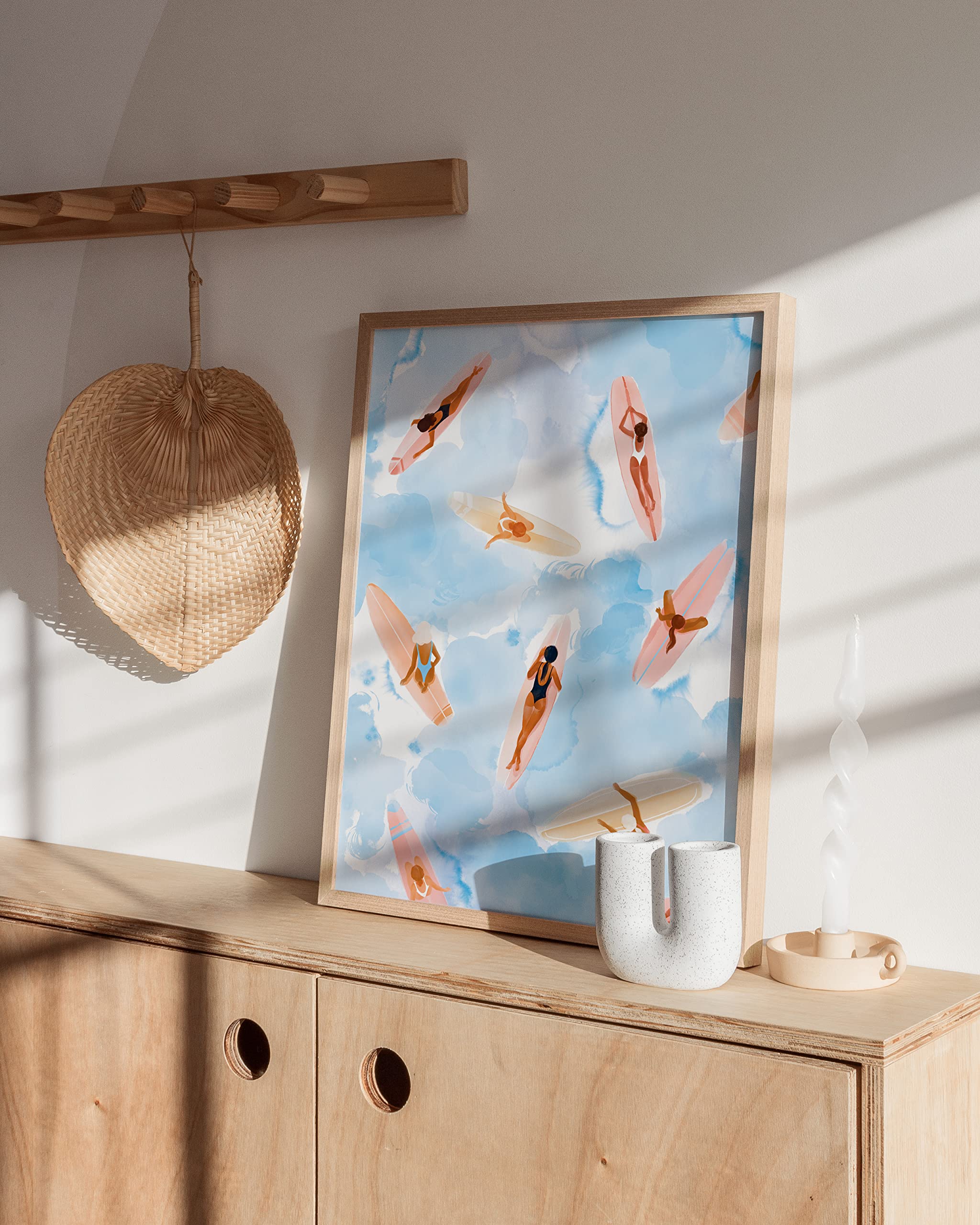 Haus And Hues Beach Art Beach Posters - Surfer Girl Poster, Beach Themed Prints, Surfing Artwork, Pictures Of Beachy Scenes Wall