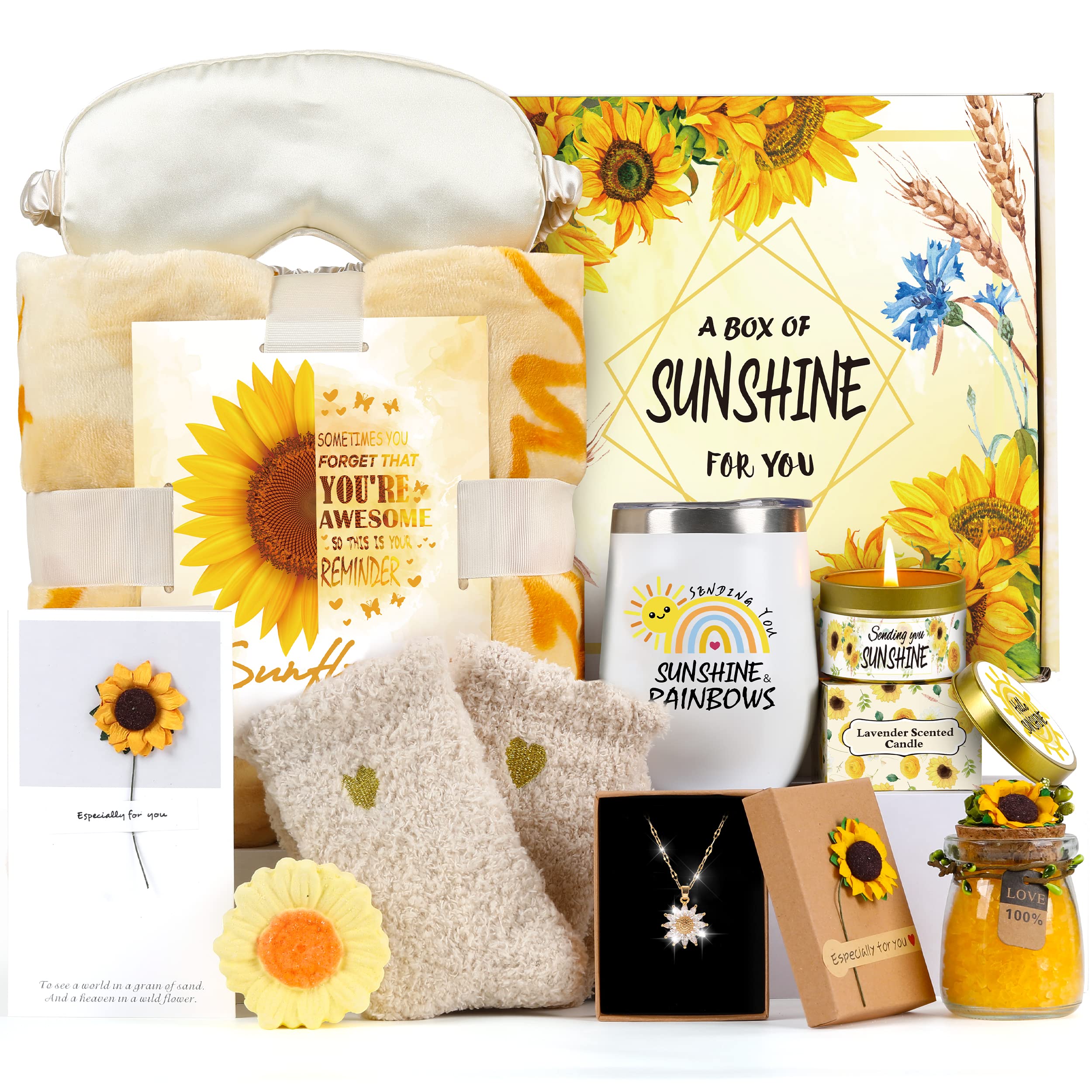 Sunflower Gifts For Women Sending Sunshine Gift-Get Well Soon Gift Basket, Care Package For Women Birthday Gifts For Women, Insp