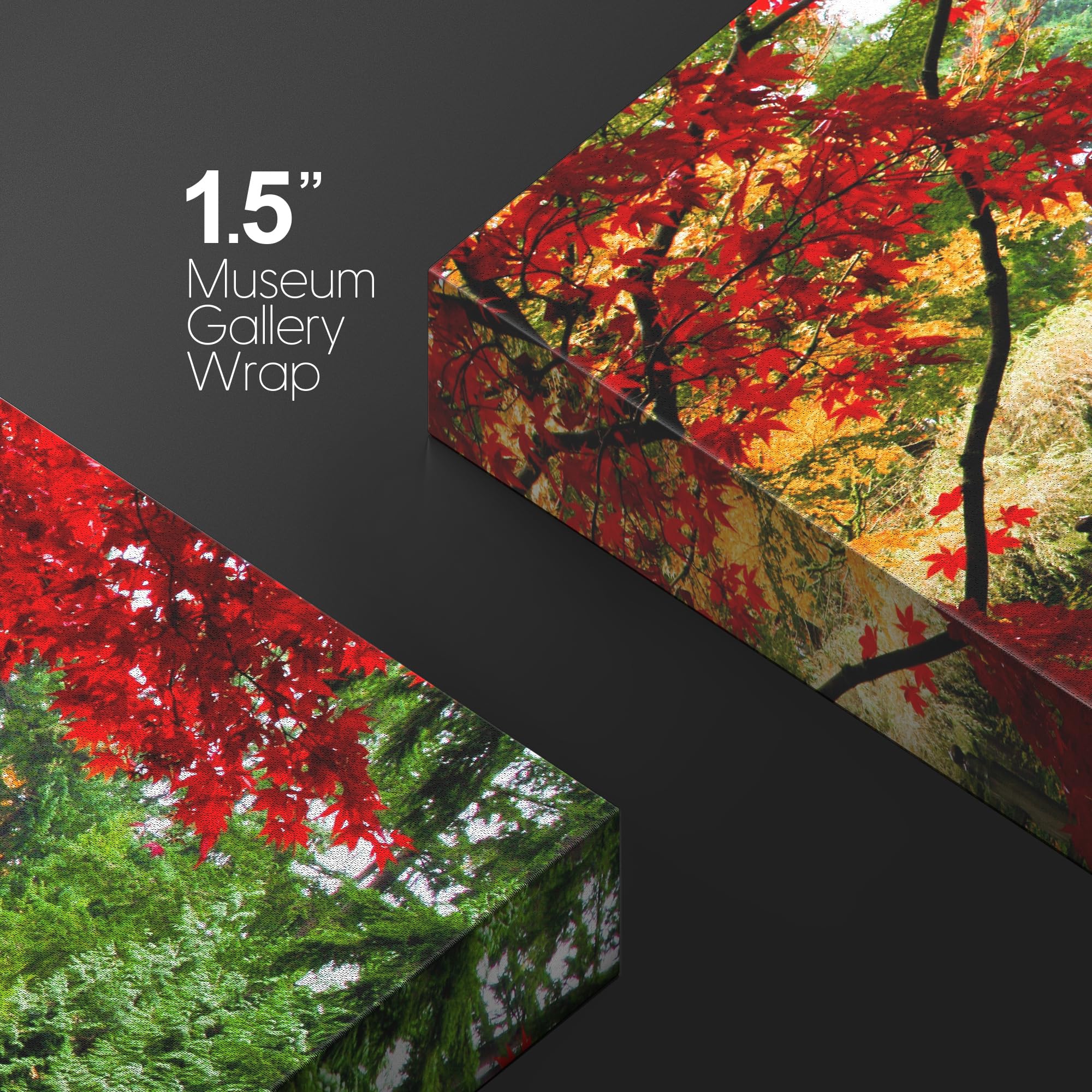 Wall26 Canvas Print Wall Art Asian Style Bridge In Autumn Fall Forest Nature Wilderness Photography Modern Art Rustic Scenic Col