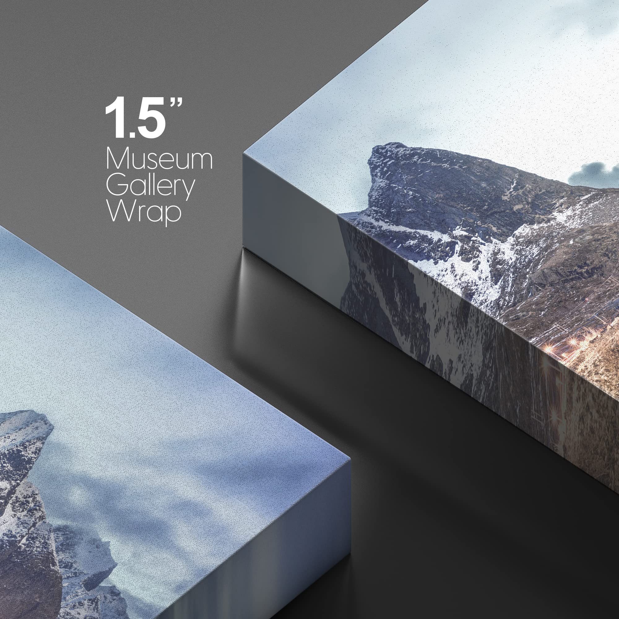 Wall26 Canvas Print Wall Art Winter Snow Mountain City Light Village Nature Wilderness Photography Realism Earth Scenery Rustic