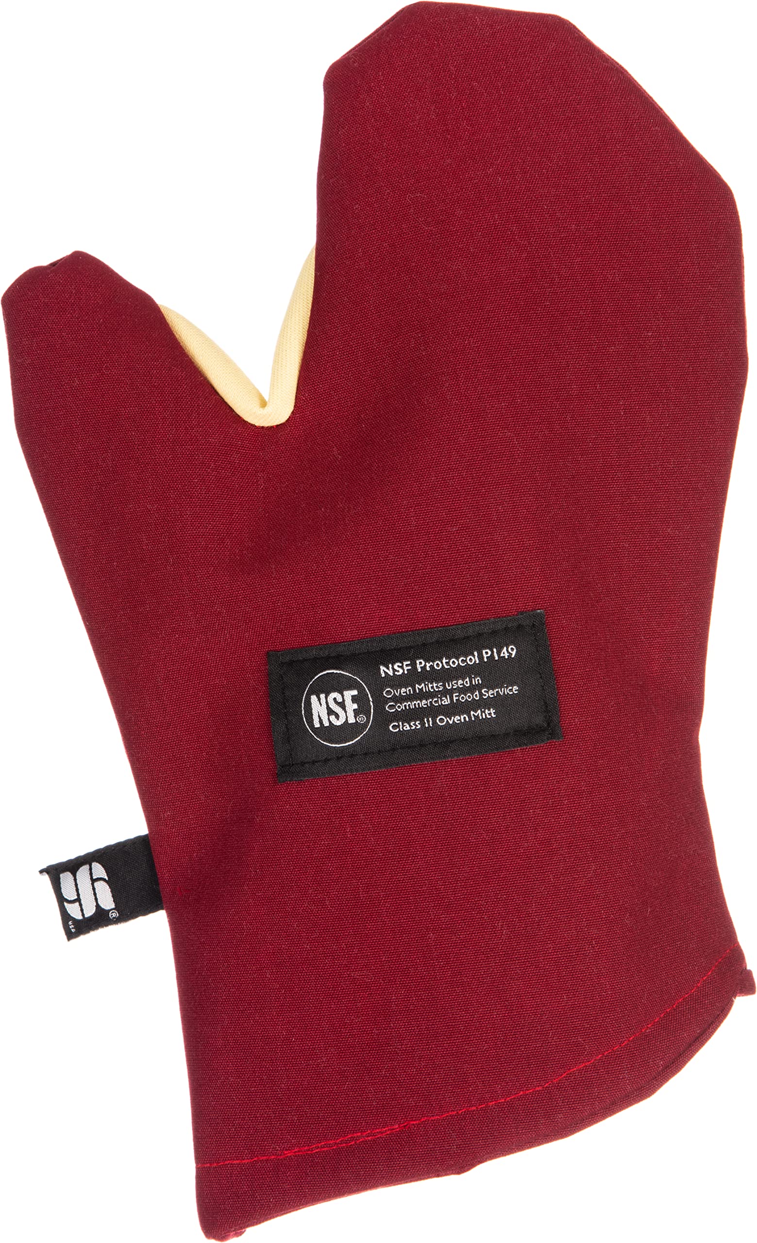 San Jamar KT0212 Cool Touch Flame Conventional High Heat Intermittent Flame Protection up to 900F Oven Mitt, 13 inch Length, Red