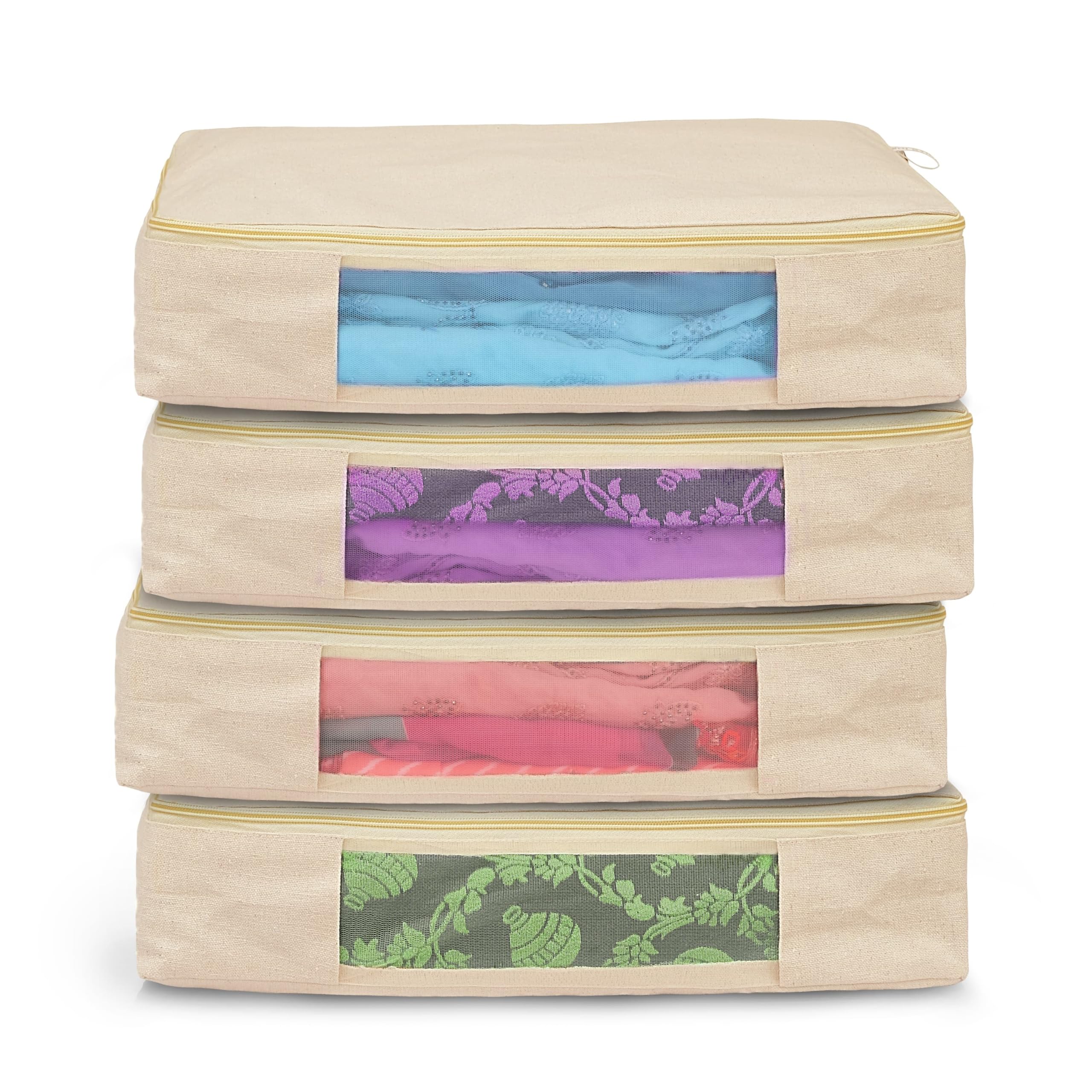Solstice Cotton Canvas Clothes Storage Bags/Saree Covers With Zip For Storage Specially Design For Woman Dresses, Sarees, Leheng