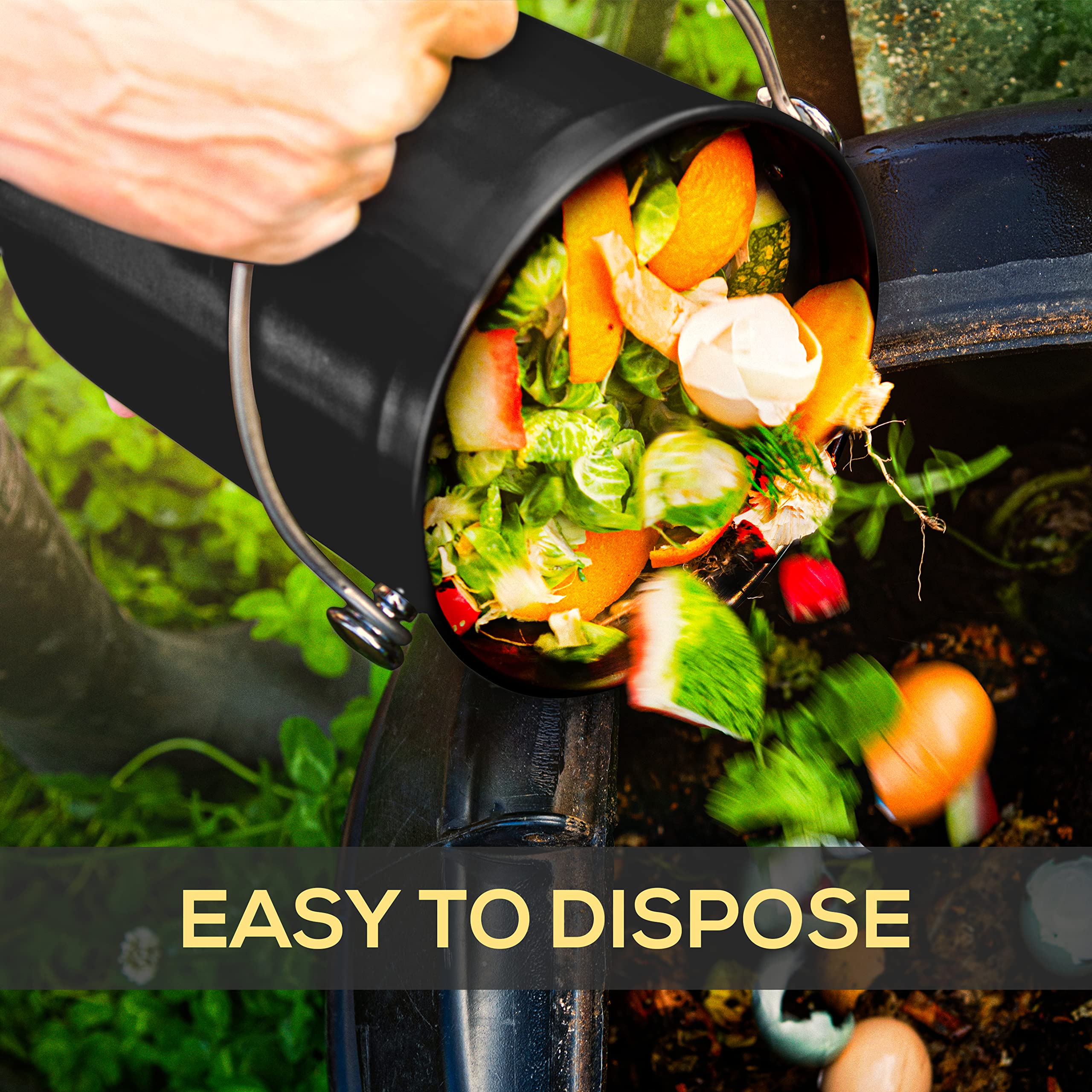 Utopia Kitchen Compost Bin For Kitchen Countertop - 1.3 Gallon Compost Bucket For Kitchen With Lid - Includes 1 Spare Charcoal F