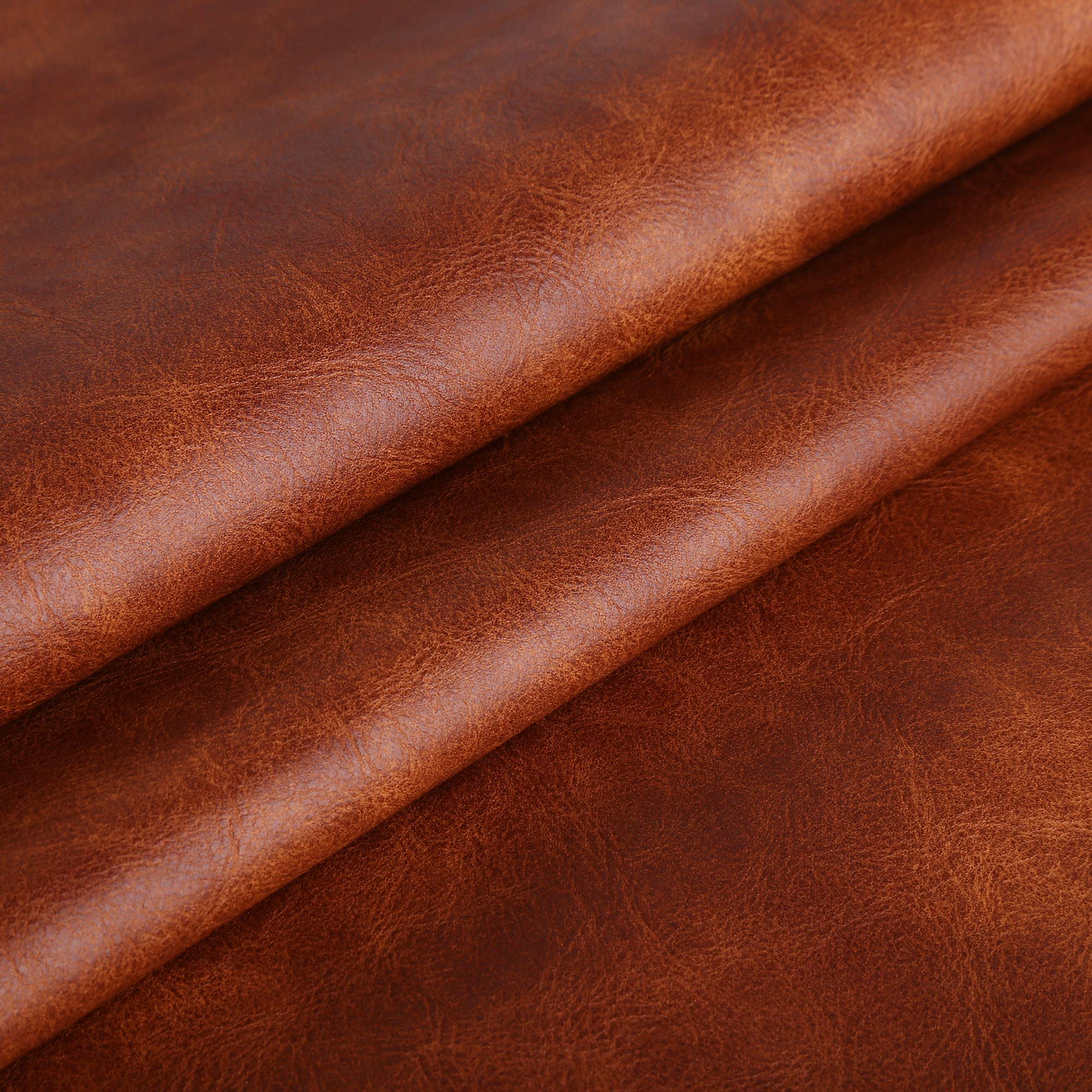 DAFUN Soft PU Leather Upholstery Fabric - 1.2mm Thick, Brown, 36"x54", Model TAOSE