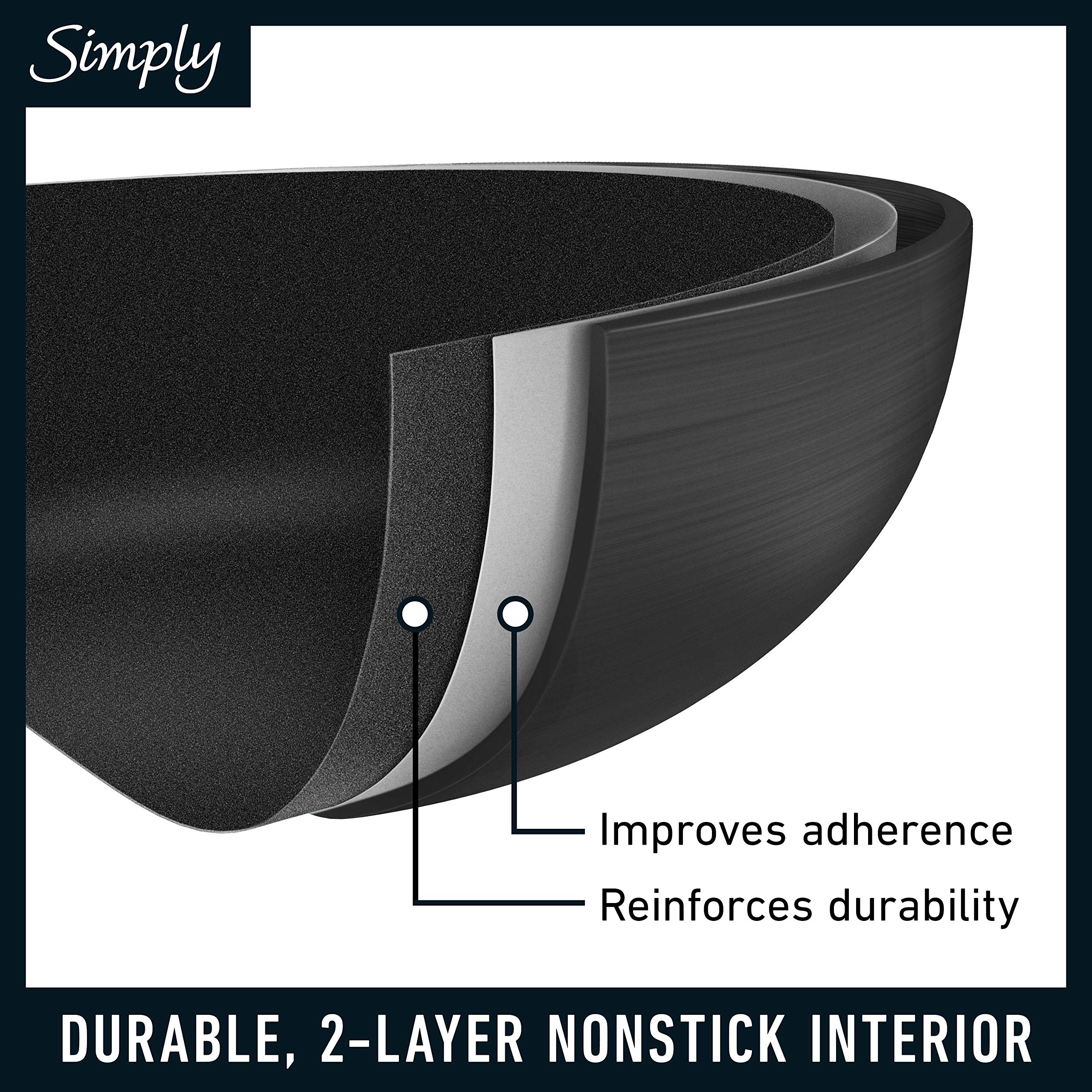 Calphalon 10-Piece Non-Stick Kitchen Cookware Set, Black Pots & Pans with Stay-Cool Stainless Steel Handles, Hard-Anodized Alumi