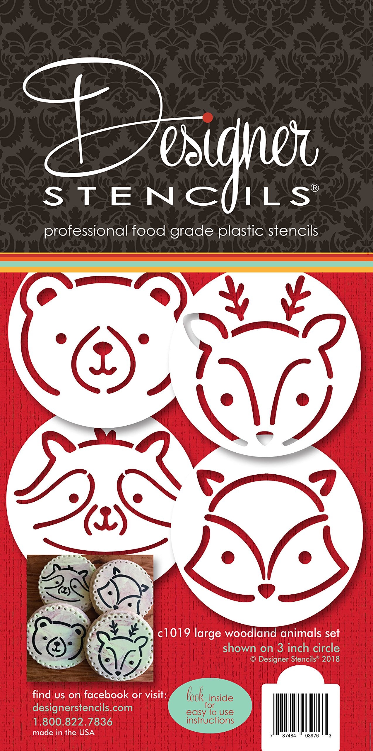 Large Baby Woodland Animals Cookie Stencil Set C1019 By Designer Stencils