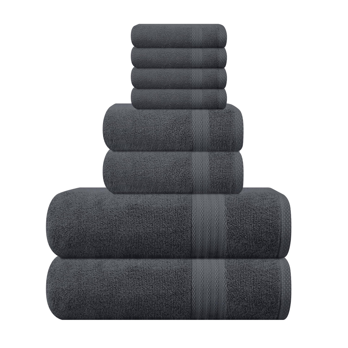 Glamburg Ultra Soft 8-Piece Towel Set - 100% Pure Ringspun Cotton, Contains 2 Oversized Bath Towels 27X54, Hand 16X28, 4 Wash Cl