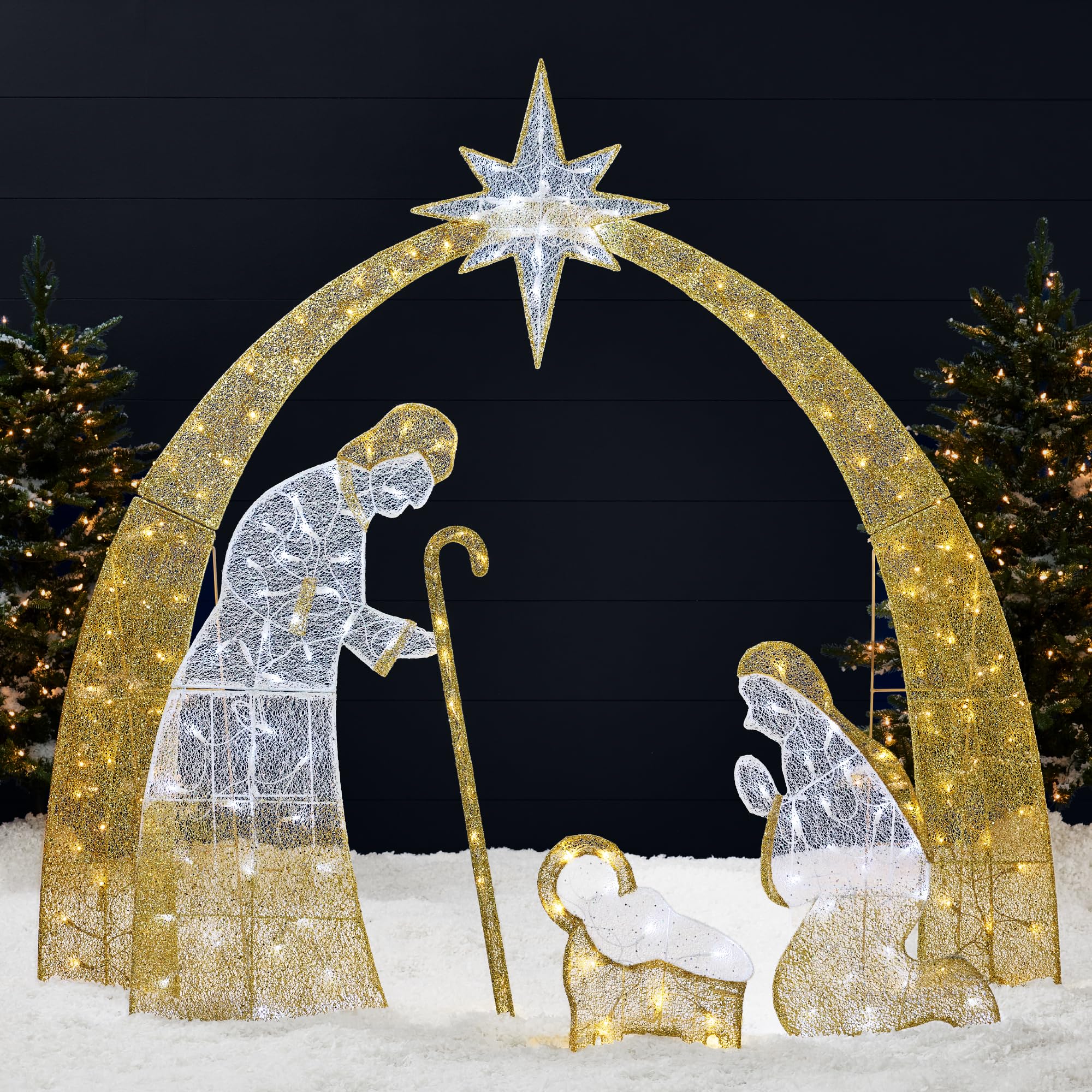 Best Choice Products 6ft Lighted 2D Outdoor Nativity Scene, Christmas Arch Holy Family Yard Decoration w/ 170 LED Lights, Stakes