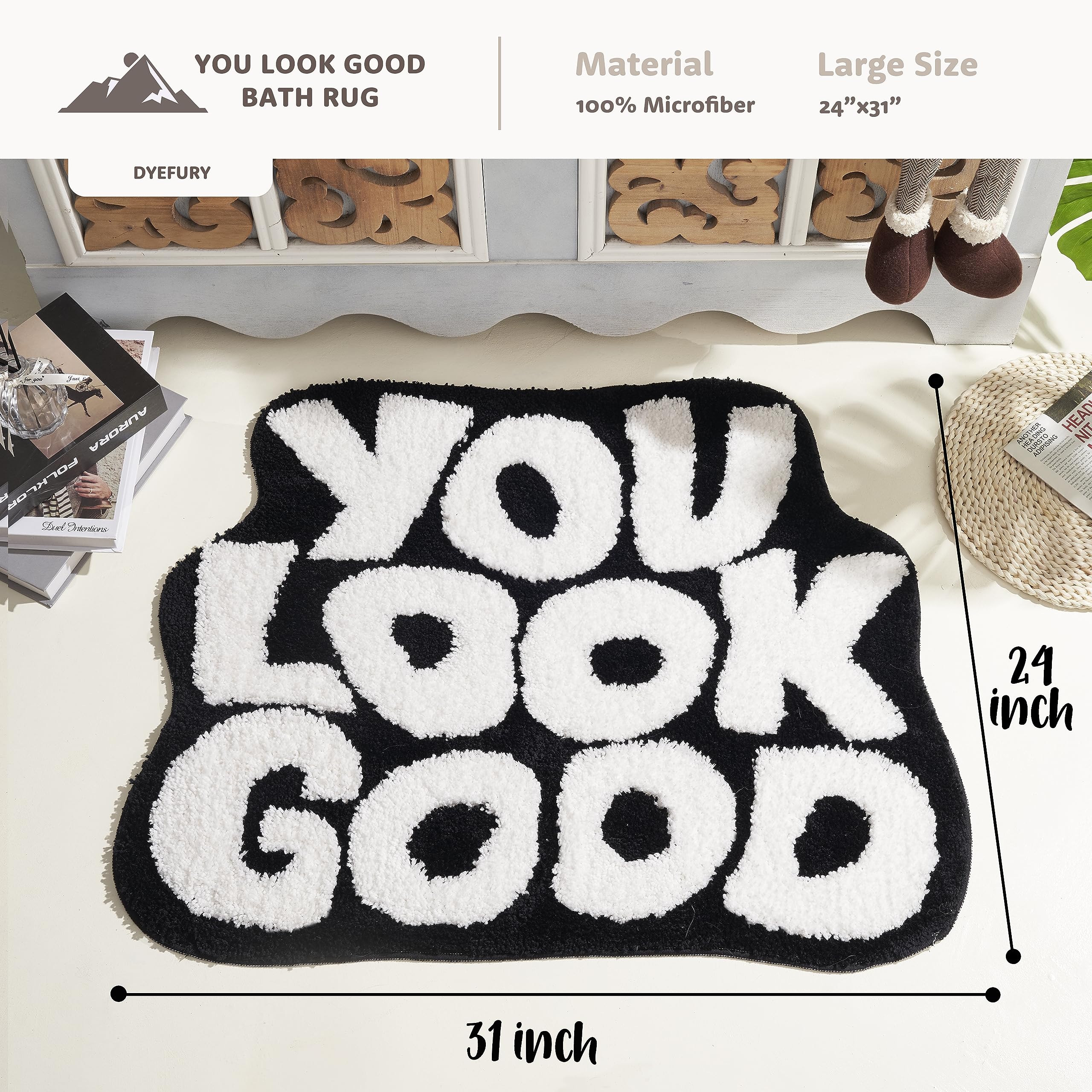 Dyefury ?????????? ????'' ??????'' You Look Good Bath Mat Cute Cool Bathroom Rugs Funny Bathroom Mats Fun Funky Bathroom Decor N