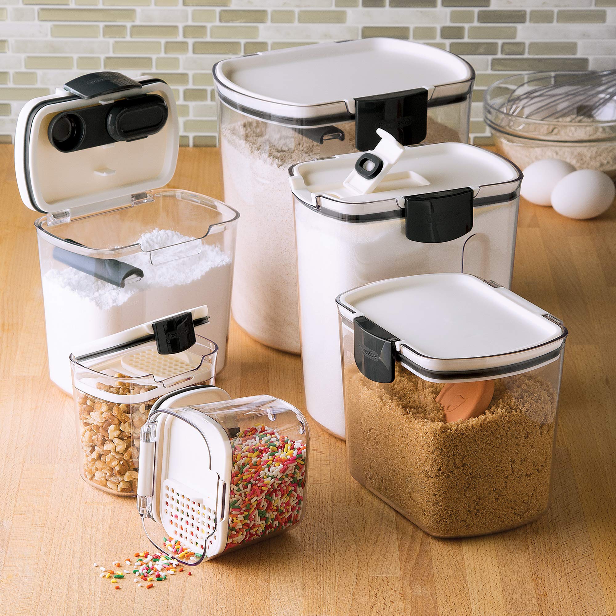 Progressive Prokeeper Baker'S Airtight Kitchen Storage Canister Container Set For Flour, Sugar & More, Keeps Ingredients Fresh,