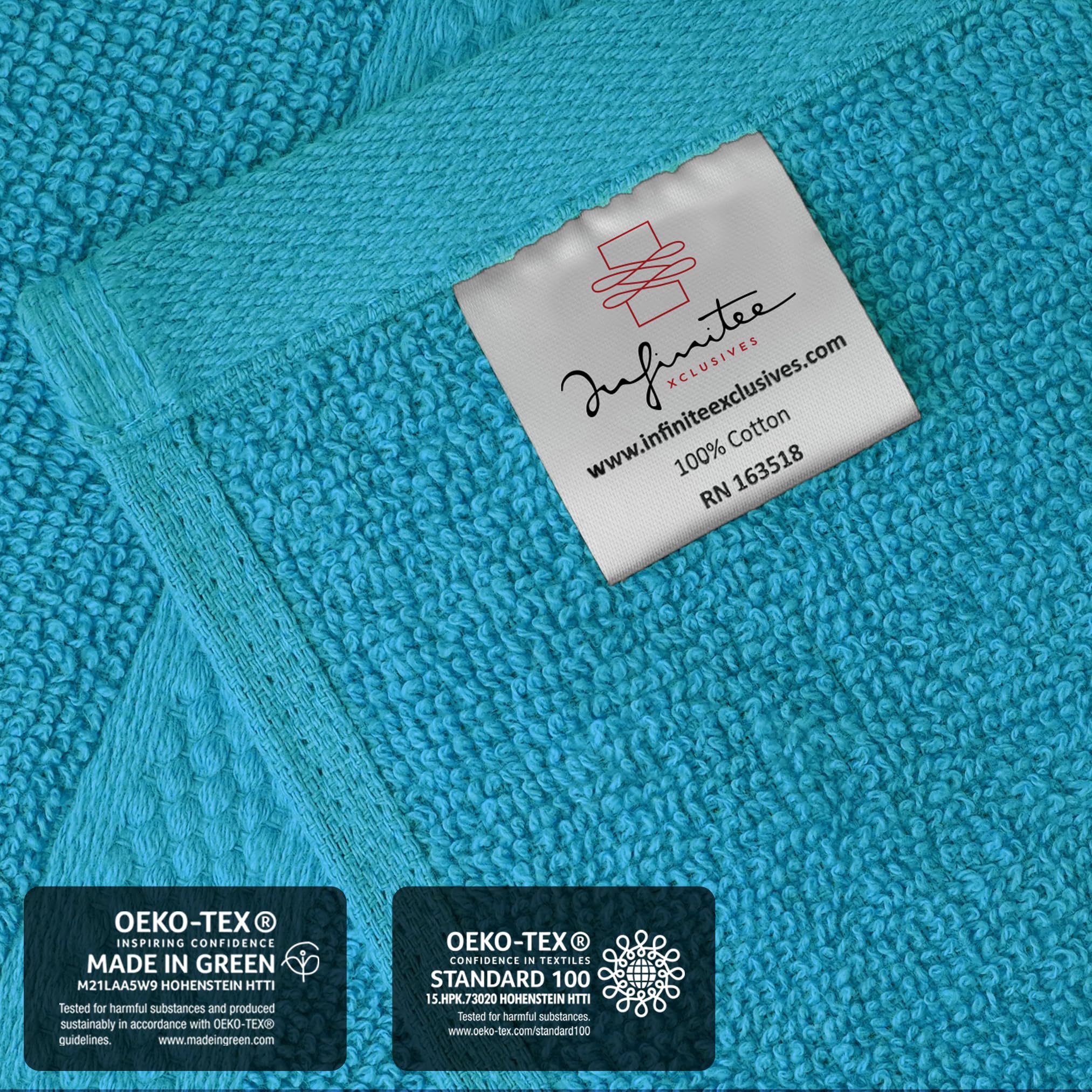 Infinitee Xclusives Premium Teal Hand Towels - Pack Of 6, 16X28 Inches Bathroom Hand Towel Set, Hotel & Spa Quality Hand Towels