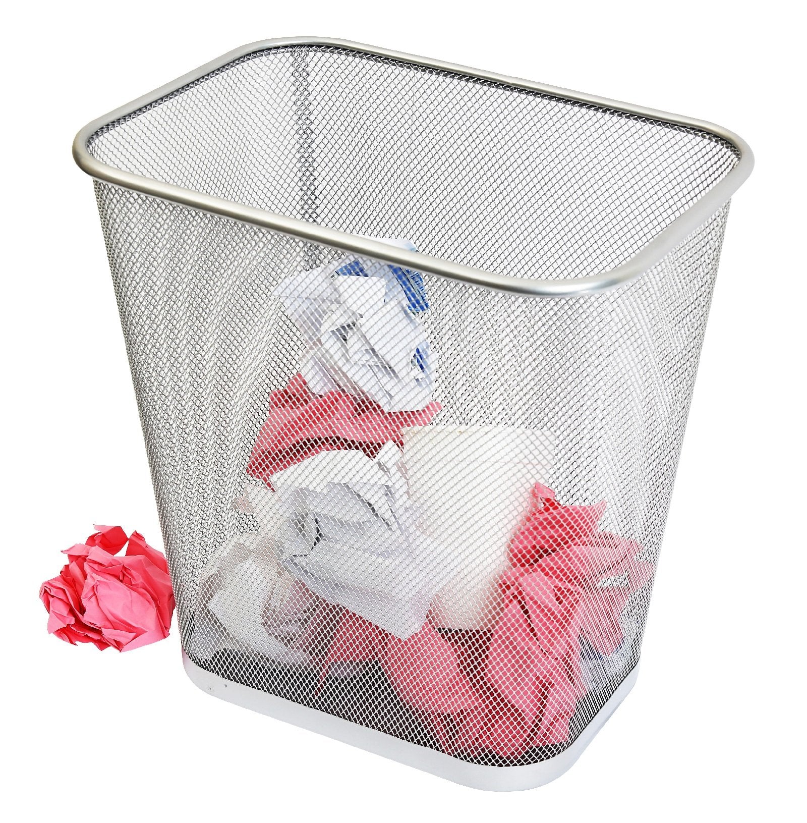 Ybm Home Mesh Wastebasket Trash Can For Home And Office Workspace, Metal Office Trash Can Rectangular-Shaped, 3.5 Gallon (2 Pack