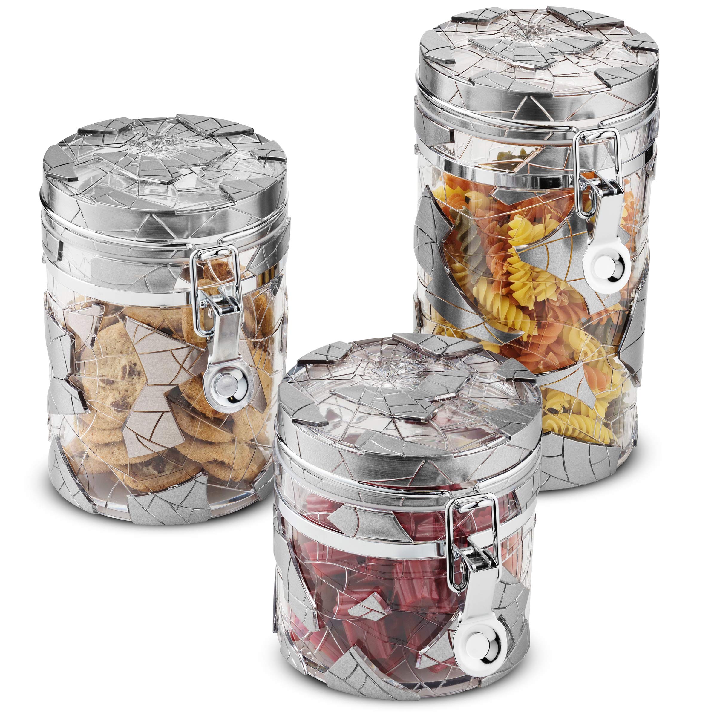 Airtight Kitchen Canister (Set Of 3) | Food Storage Containers In 32, 22, & 15 -Ounce Sizes | Pantry Organizers Neatly Hold Food