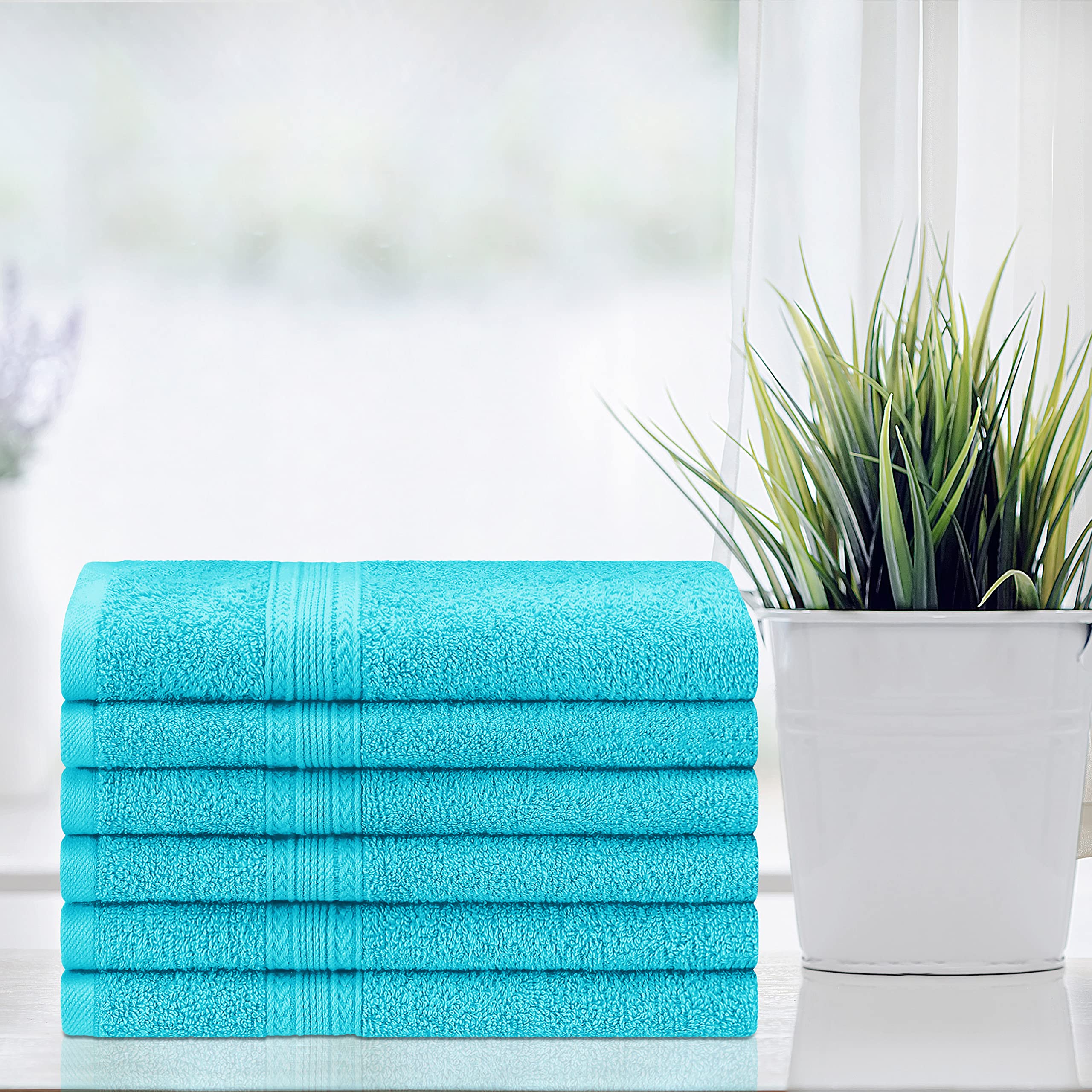 Superior Eco-Friendly Cotton 6-Piece Hand Towel Set, Small Towels For Spa, Resort, Hotel, Guest Bath, Kitchen, Quick Dry, Soft,