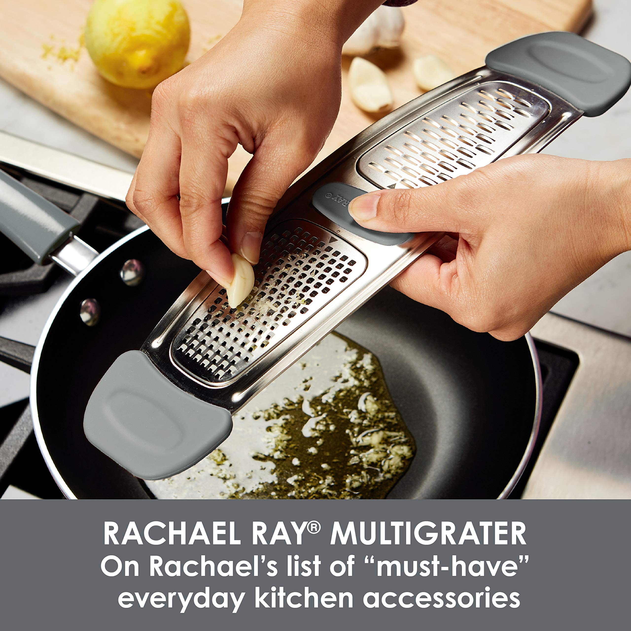 Rachael Ray Tools And Gadgets Stainless Steel Multi Grater For Cheese, Ginger, Garlic, And More, Gray