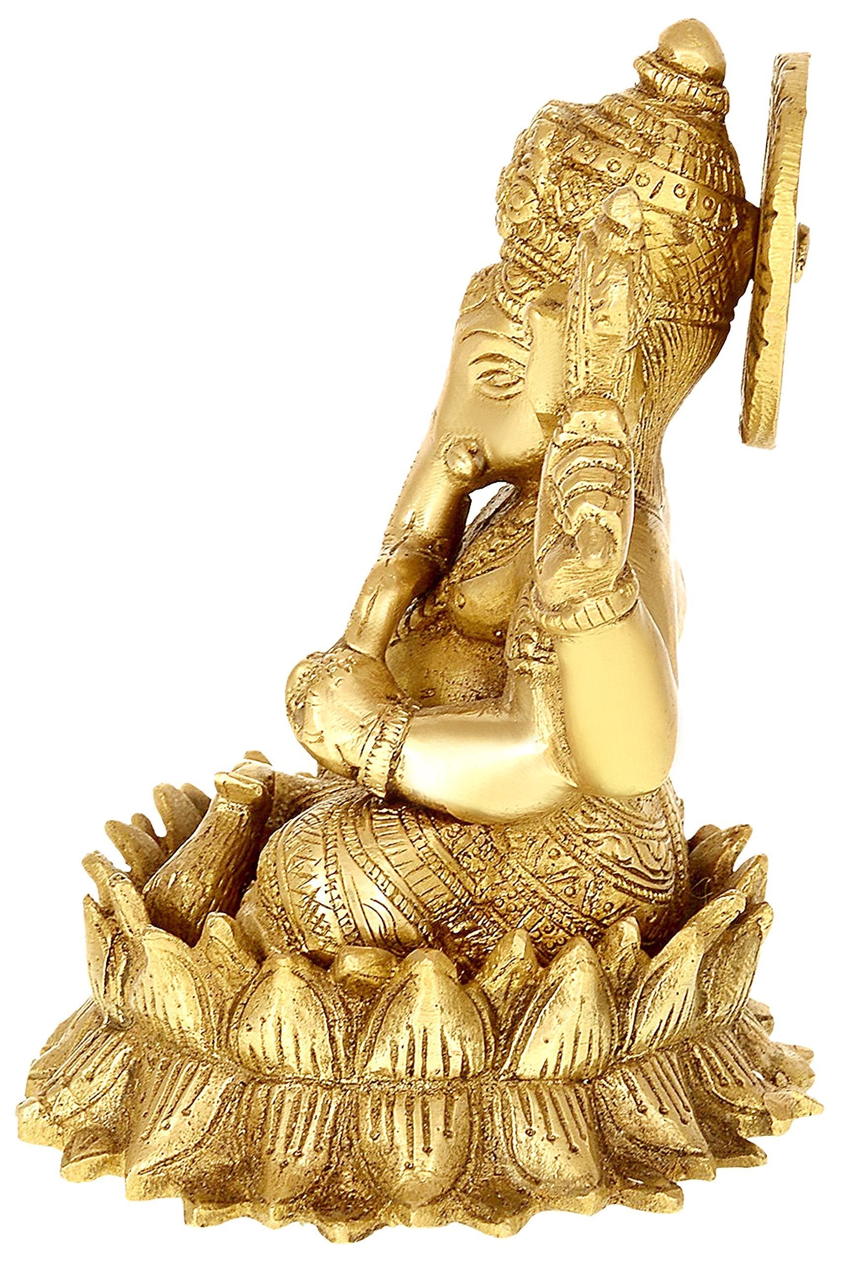 Dattatreya Brass Lord Ganesha Ganesh Murti Statue Idol, Height 6 Inches