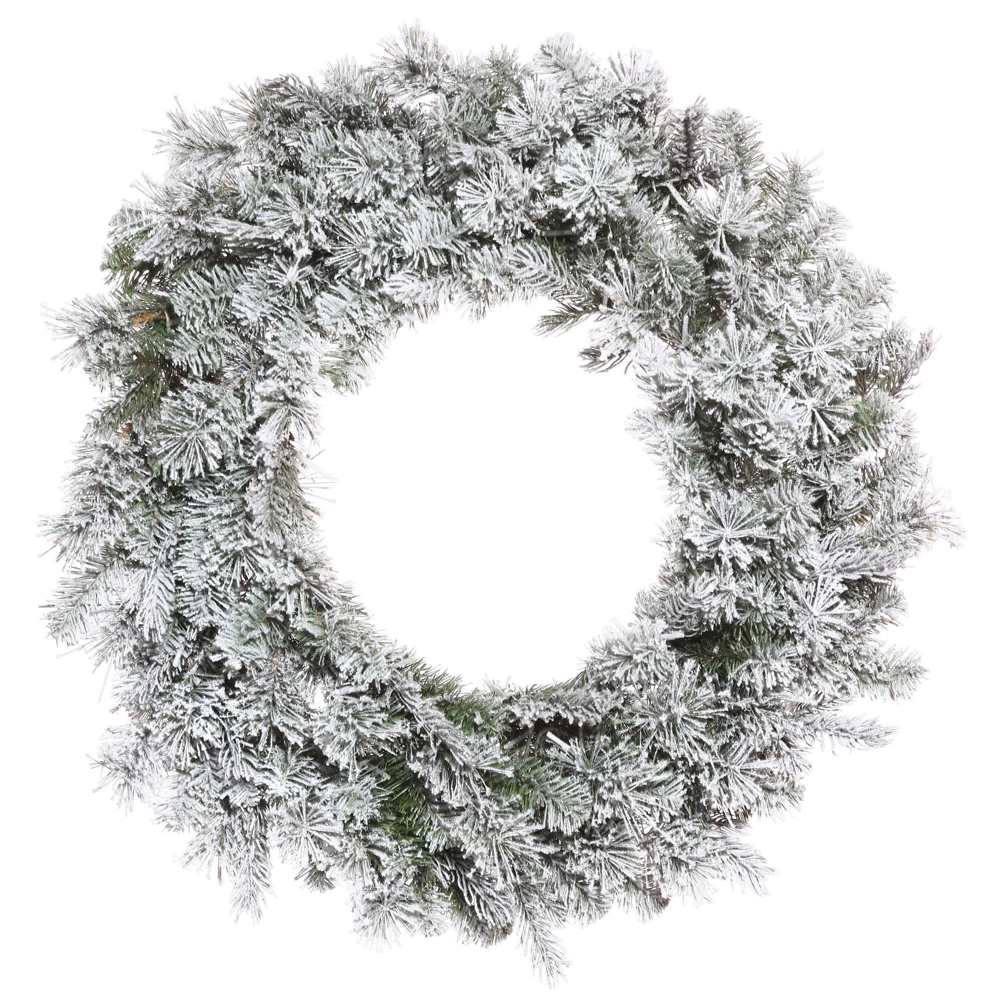 Vickerman 48 Flocked Kiana Artificial Christmas Wreath, Unlit - Faux Flocked Christmas Wreath - Indoor Seasonal Home Wall Decor