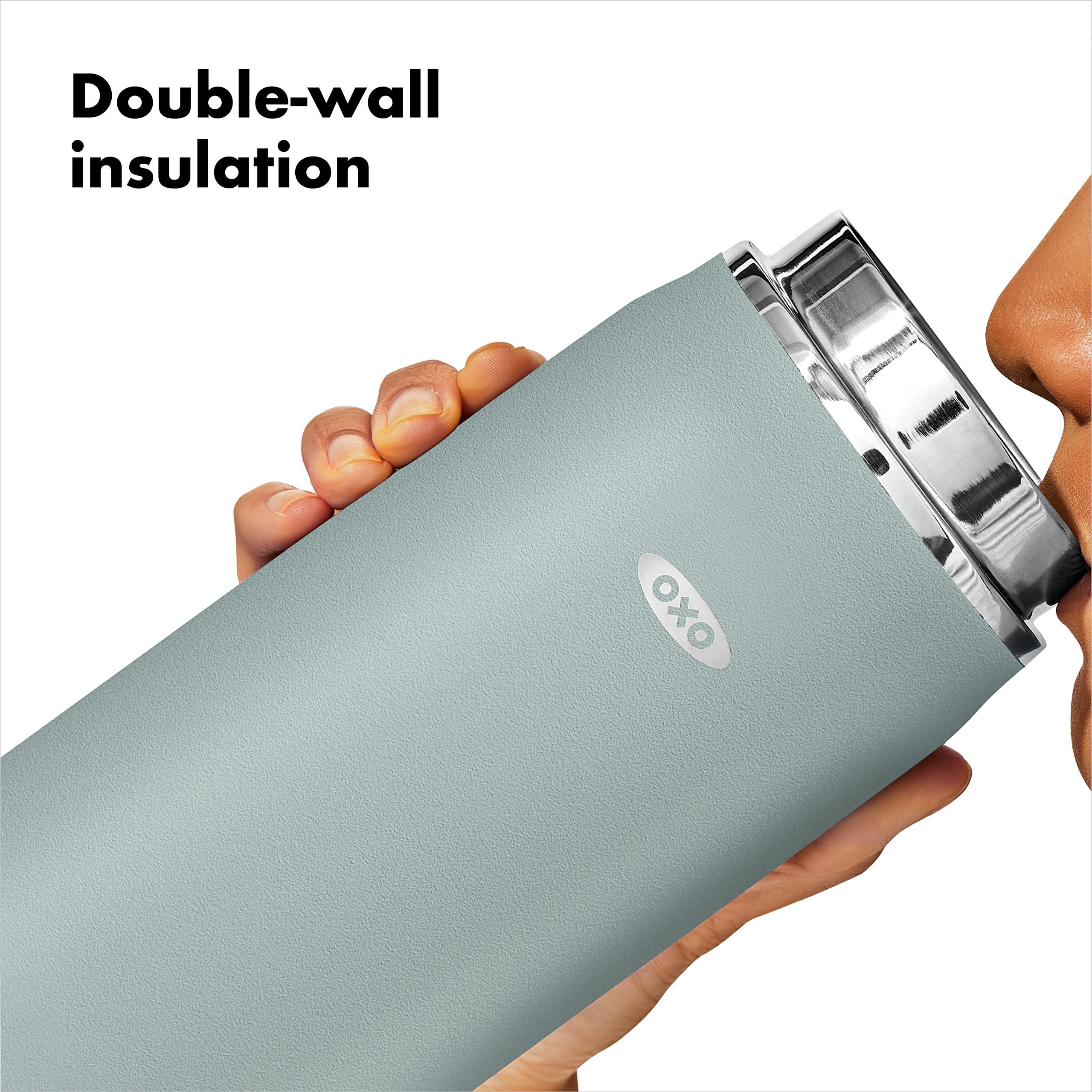 Oxo 40 Oz Insulated Handled Lid Water Bottle, Slate