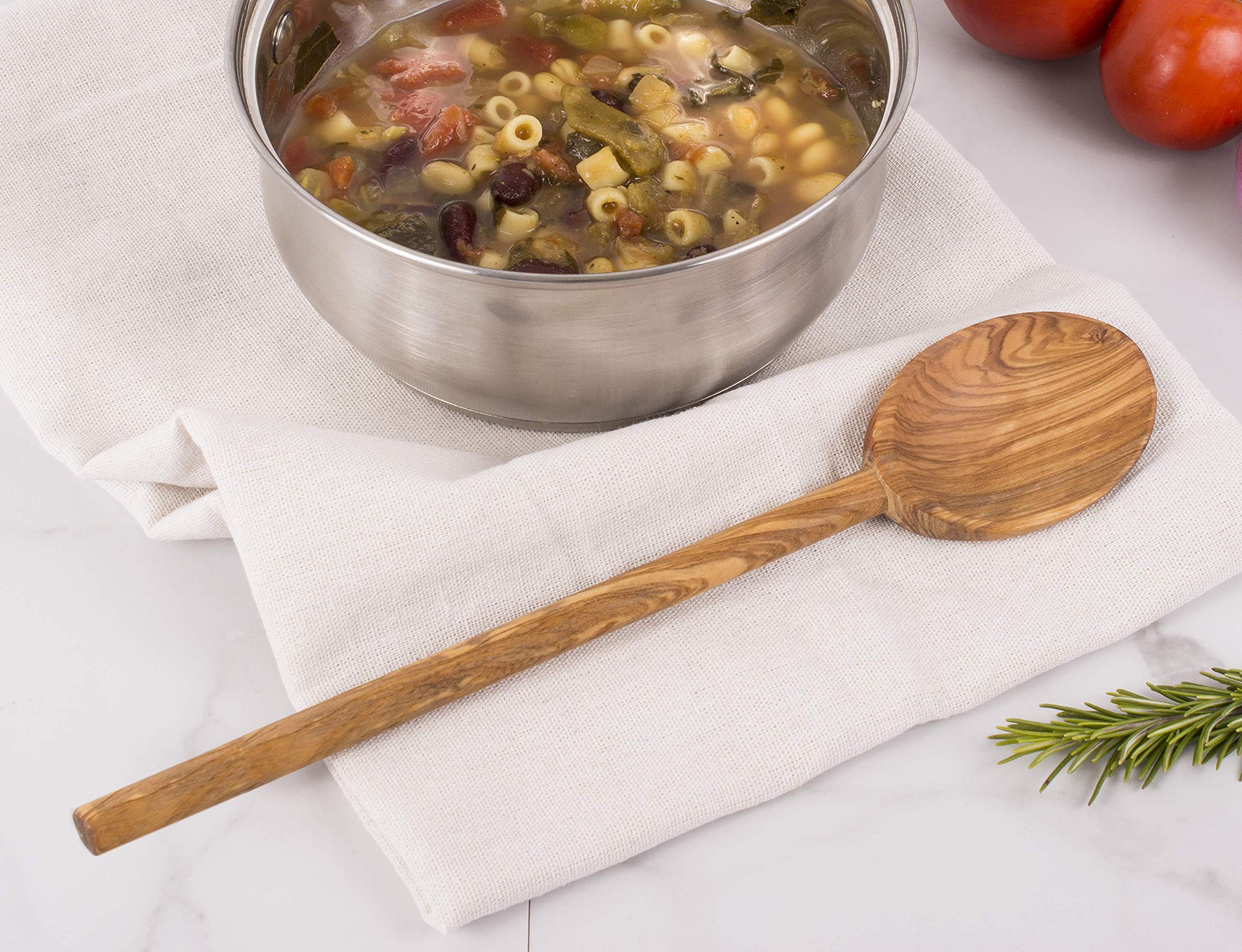 Italian Olive Wood Cooking Spoon, Handcrafted In Europe, 12-Inch