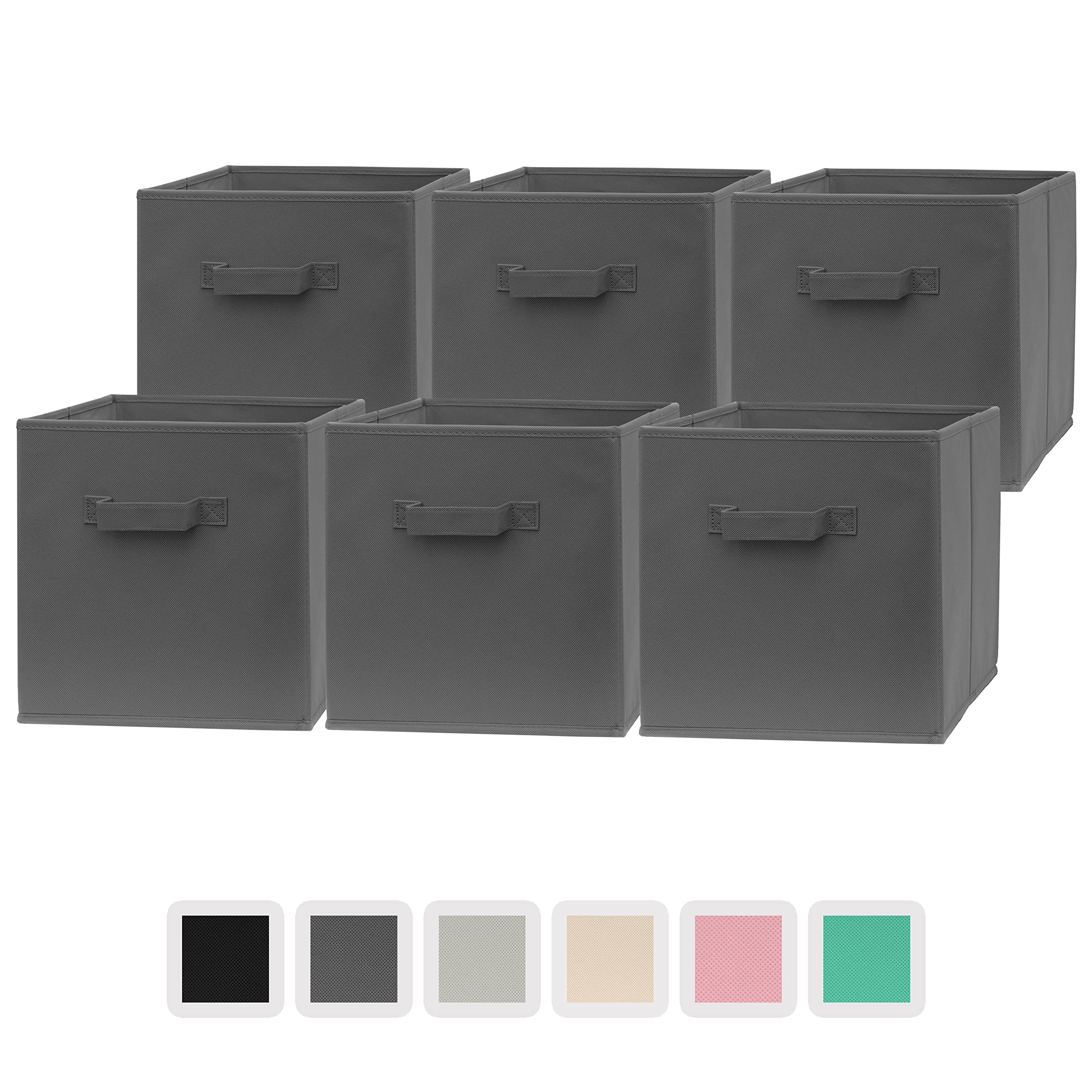 Pomatree 12X12X12 Inch Storage Cubes - 6 Pack - Fabric Cube Storage Bins | Dual Handles, Foldable | Home, Kids Room, Closet And