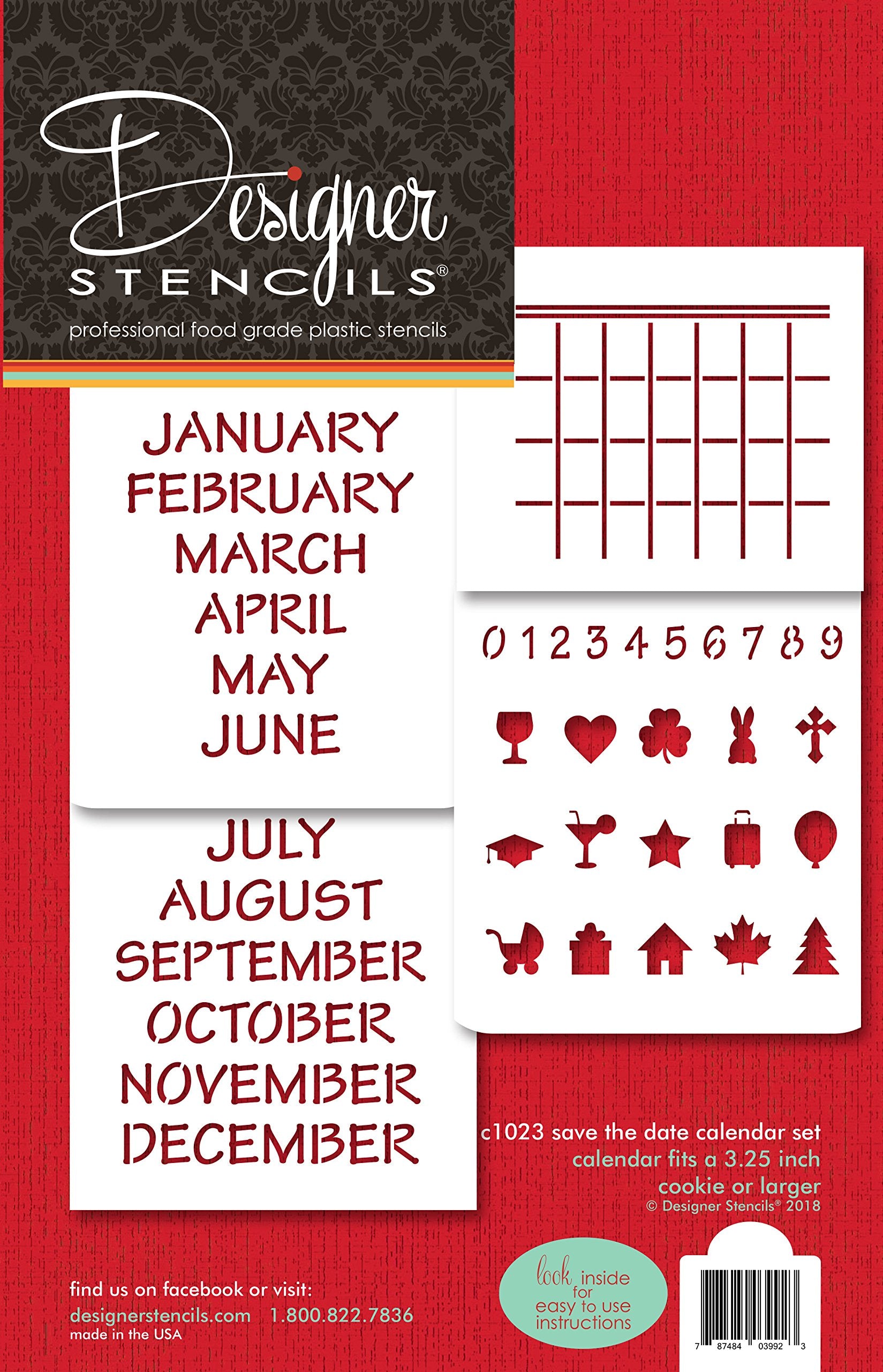 Save The Date Calendar Cookie Stencil Set | Baking Template Stencil For Cookies | Reusable Airbrush Cookies Stencils | C1023 By