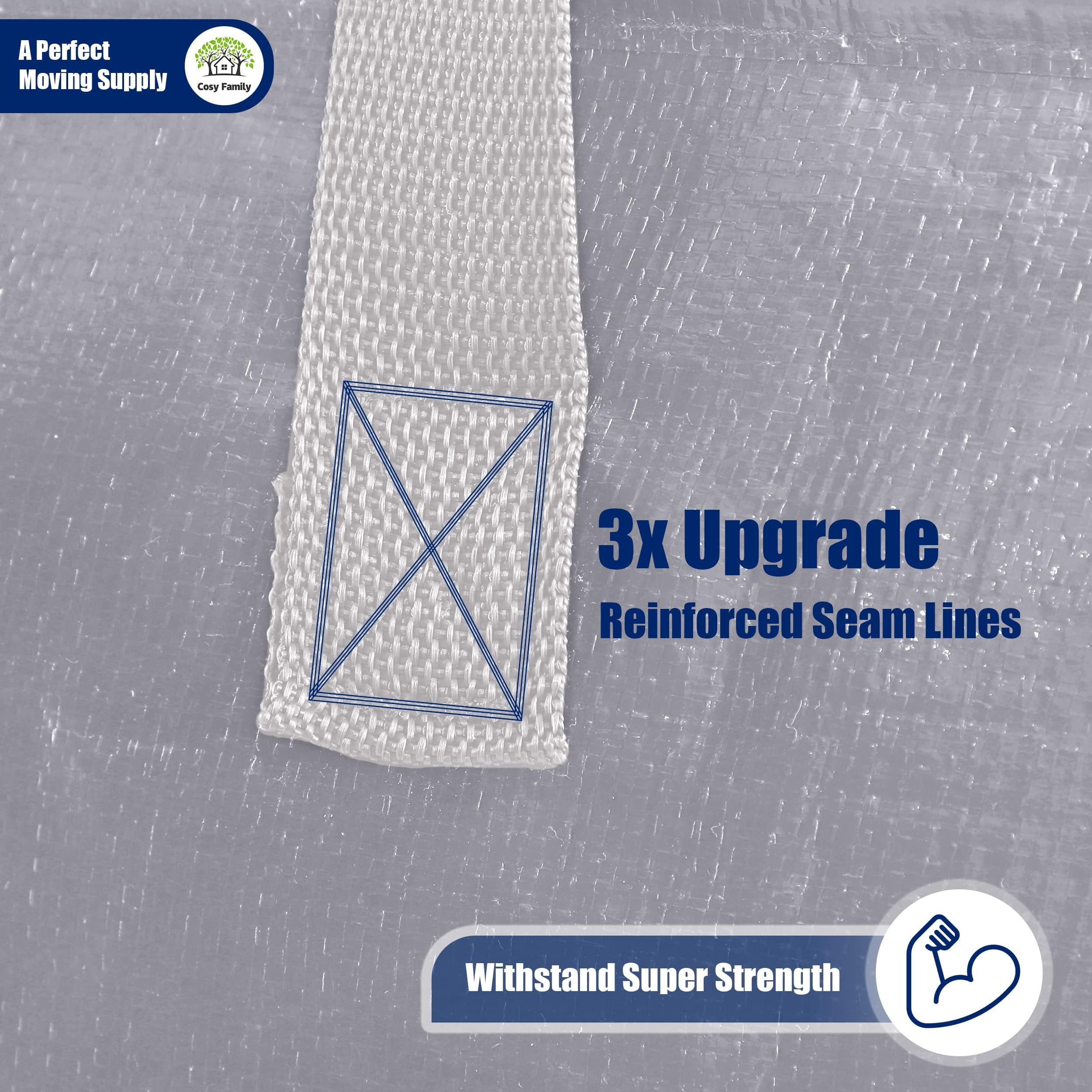 Cosy Family 12 Pack Heavy Duty Moving Bags With Backpack Straps - Strong Handles & Zippers, Storage Totes For Space Saving, Fold