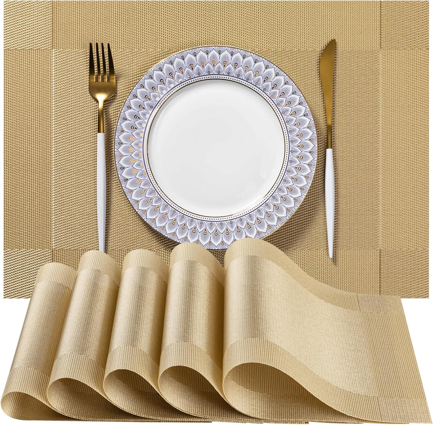 CYNFLEES Placemats for Dining Table Set of 6 | Placemats Table Mat PVC Material | NonSlip Heat Resistant | Dining Tablemates Wa