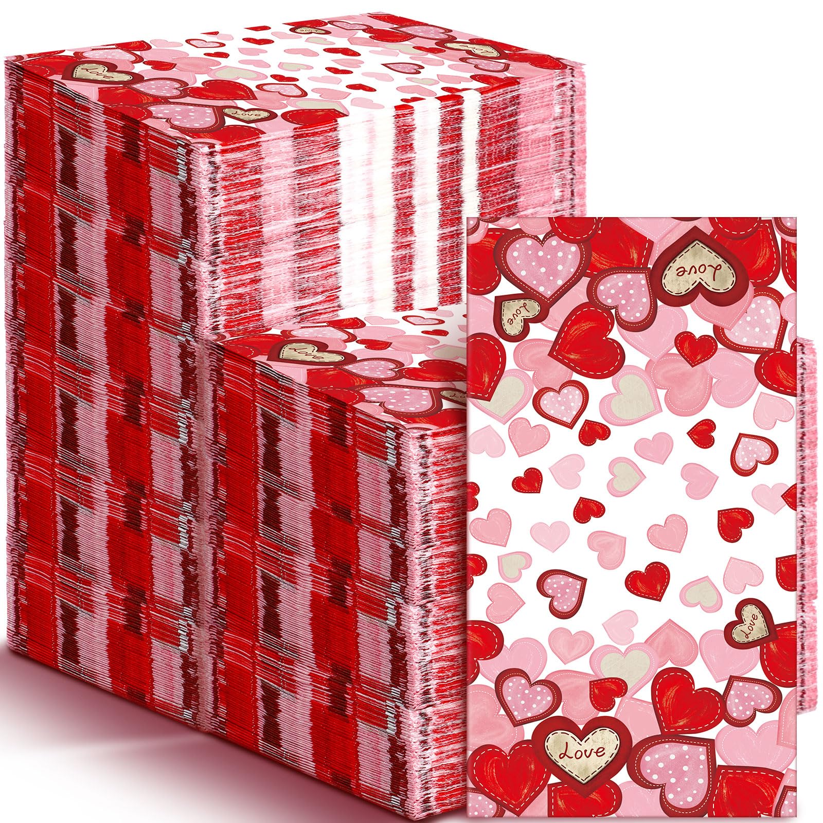 Pickmesh 150 Pcs Valentine'S Day Guest Napkins 2 Ply Red Pink Disposable Hand Towels Heart Bathroom Paper Napkins For Party Dinn