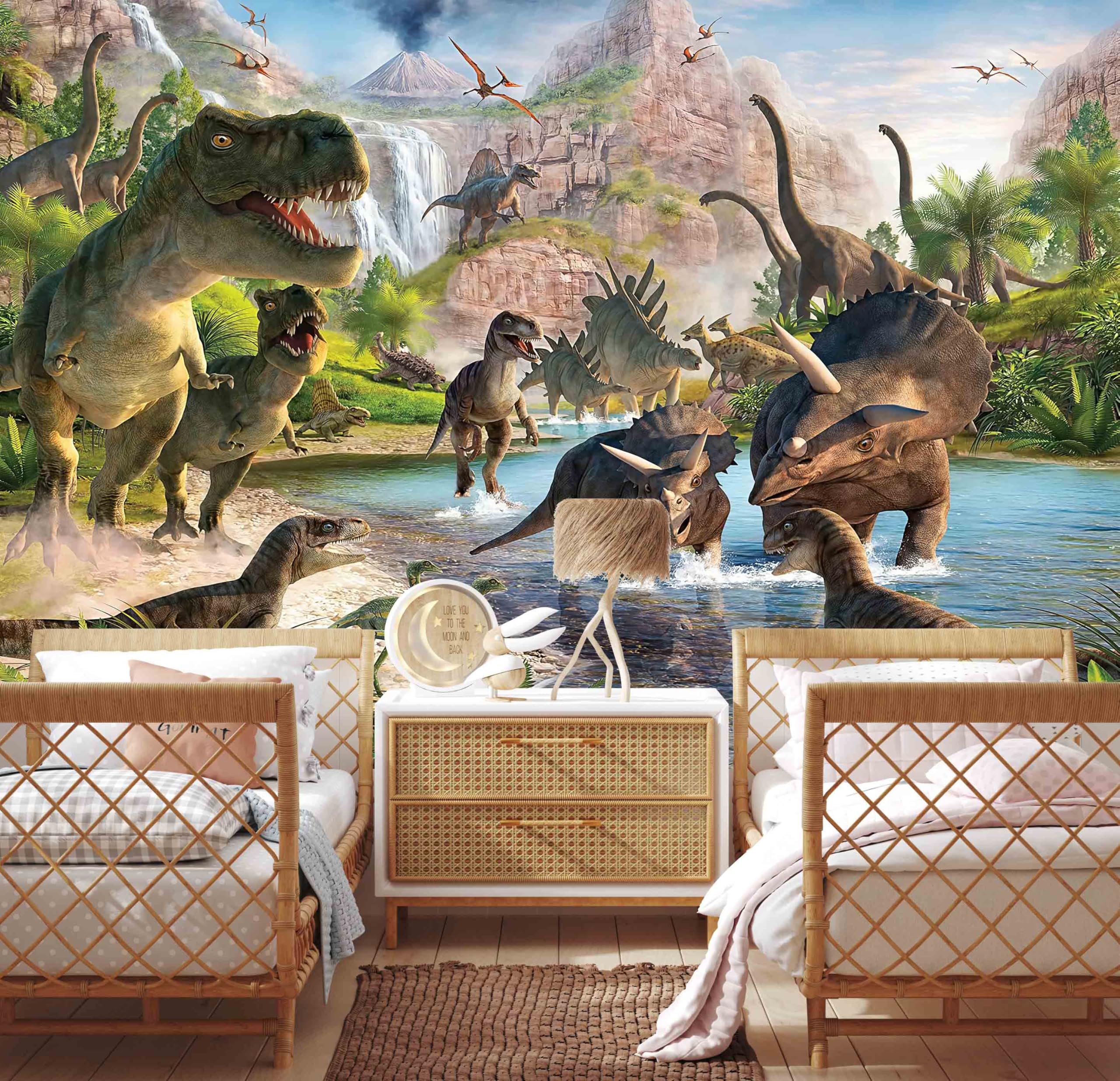 TUNDJ - Dinosaur Wallpaper Peel and Stick Animal Self-Adhesive Wall Murals for Childrens Rooms 157x108