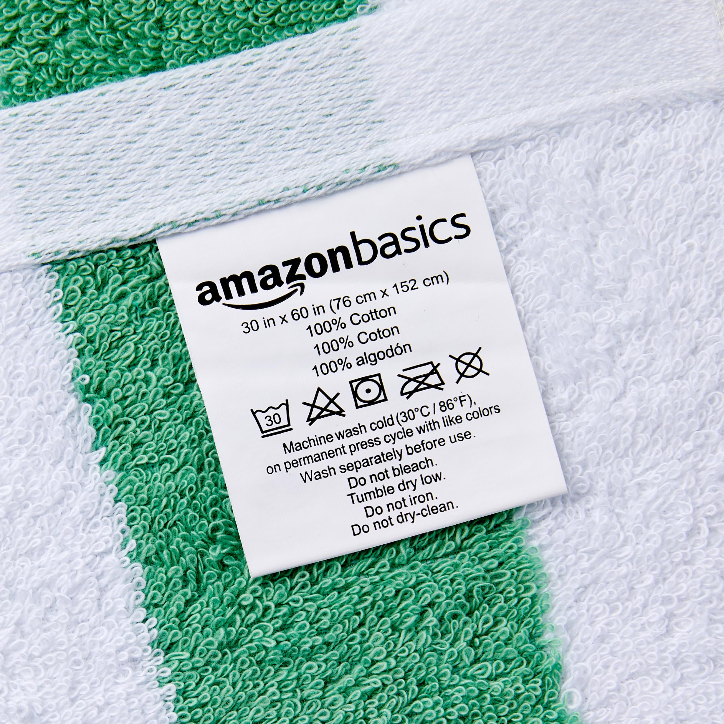 Amazon Basics cabana Stripe Beach Towel - 2-Pack  green