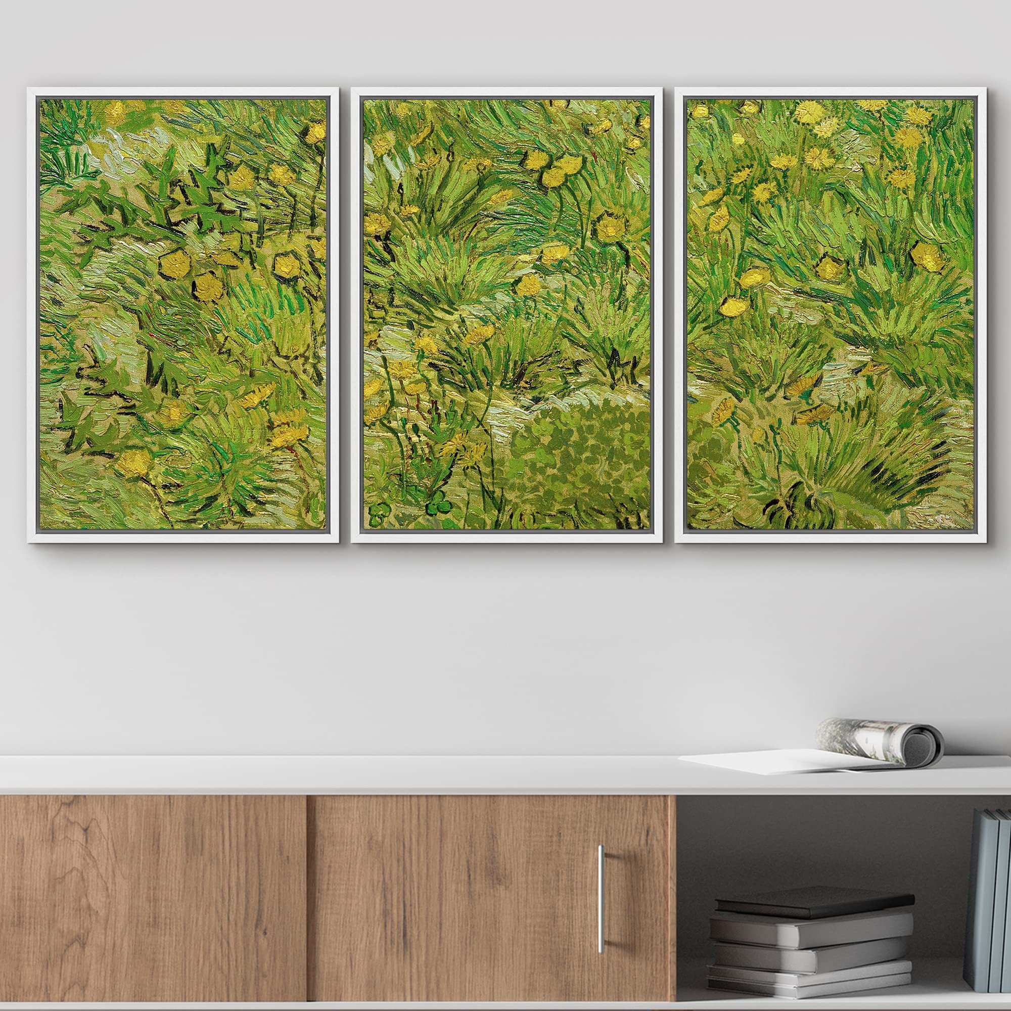 Wall26 Framed Canvas Print Wall Art Set Dandelion Flowers In The Garden Vincent Van Gogh Classical Illustrations Fine Art Decora