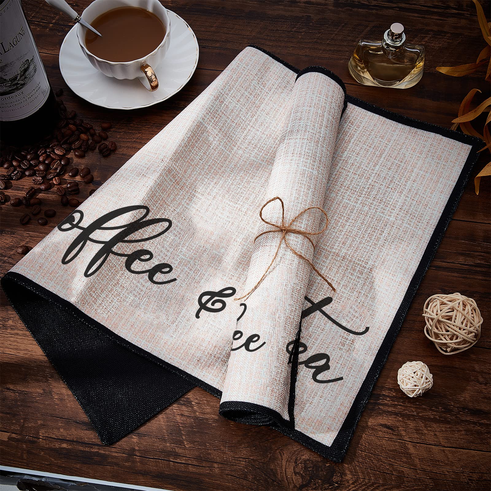 Craspire Coffee Bar Mat 2Pcs Coffee Maker Mat For Coffee Machine, 20   X 14    Burlap Placemat With Fabric Backing Coffee Mat Co