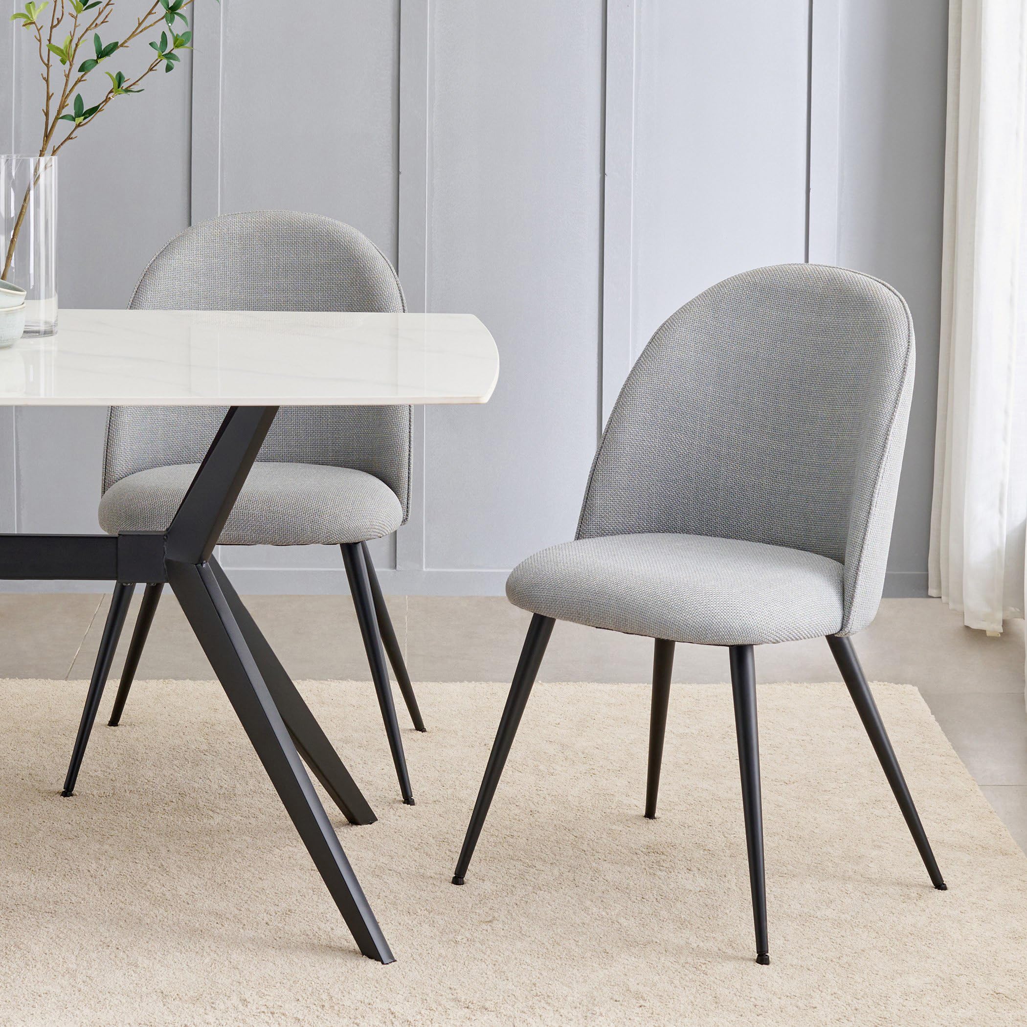 Home Centre | Rika | Metal | Dining Chairs | Grey | Set Of 2 | 1 Year Warranty