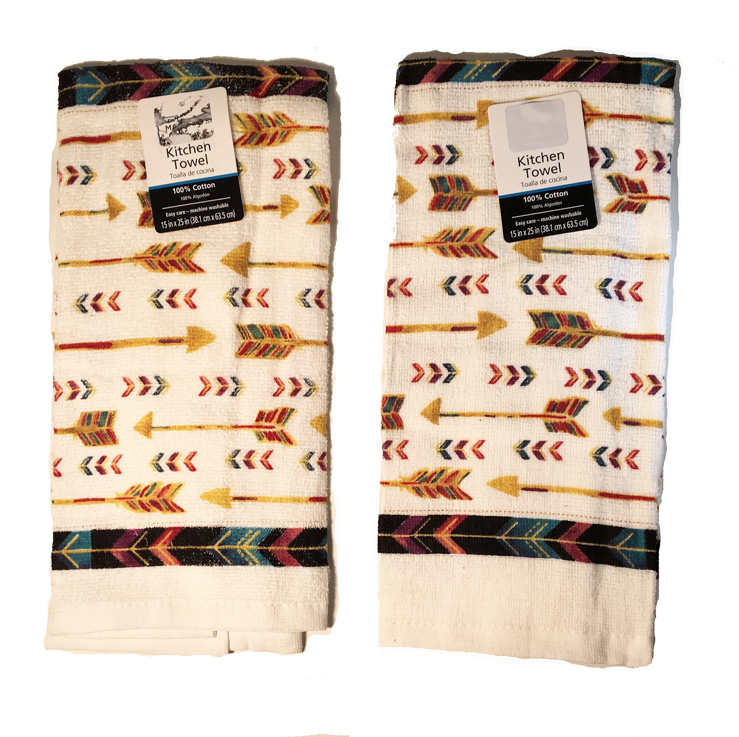 Set Of 2 Arrow Cotton Kitchen Towels.