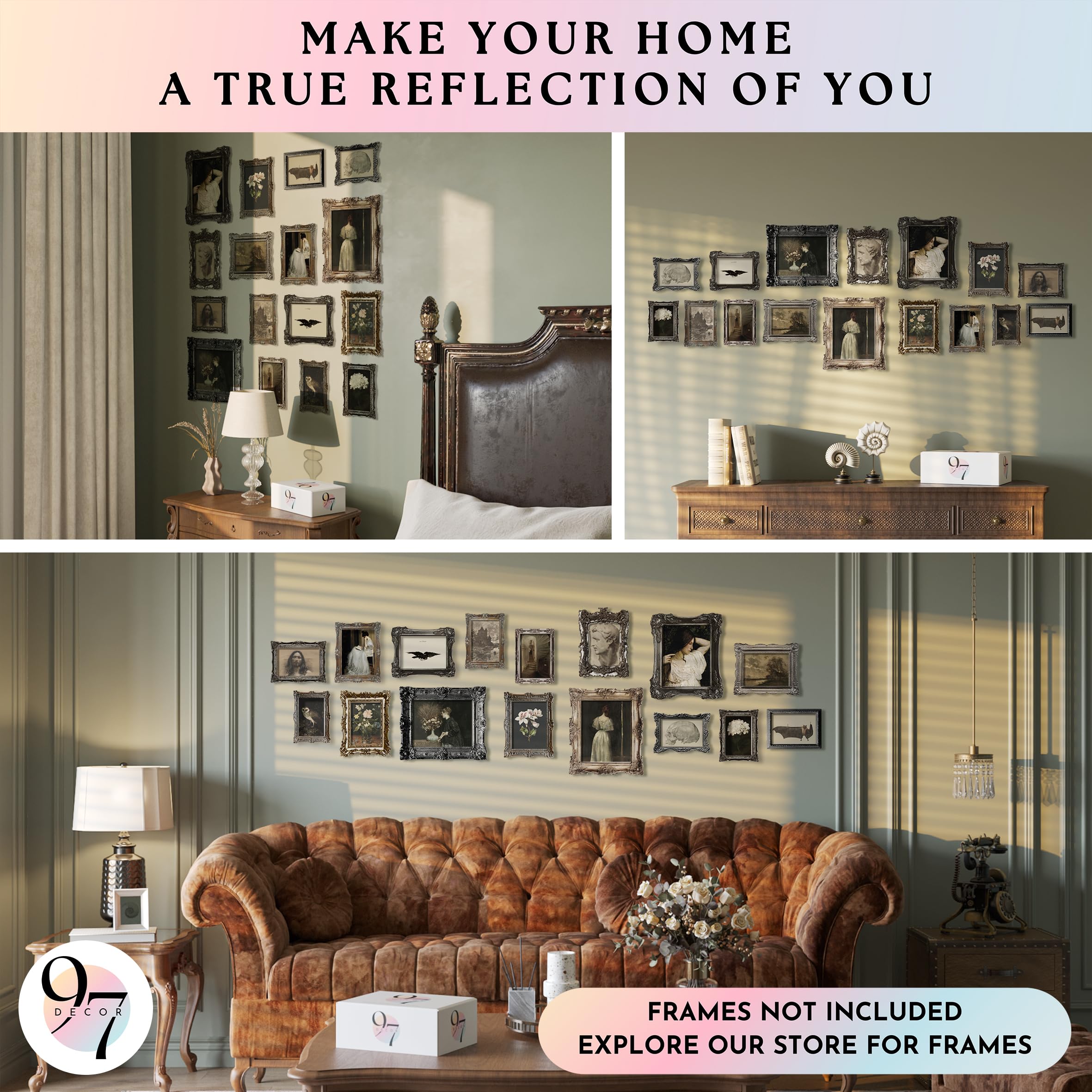97 Decor Dark Academia Wall Art - Unframed Vintage Gothic Prints, 8x10 Inches, Cardstock, Perfect for Bedroom and Home Office Decor