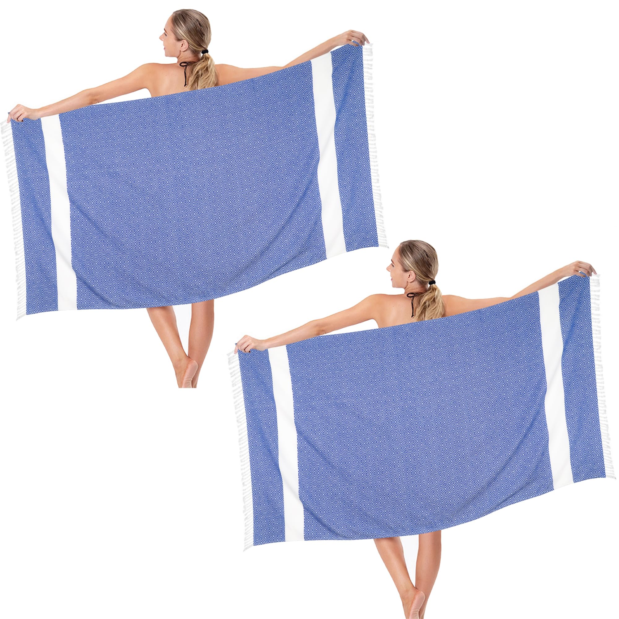 Dlebay Beach Towel 2 Pack,Sand Free Beach Towels Oversized 39 X 72,Turkish Beach Towel Quick Dry,Lightweight Pool Towels For Adu