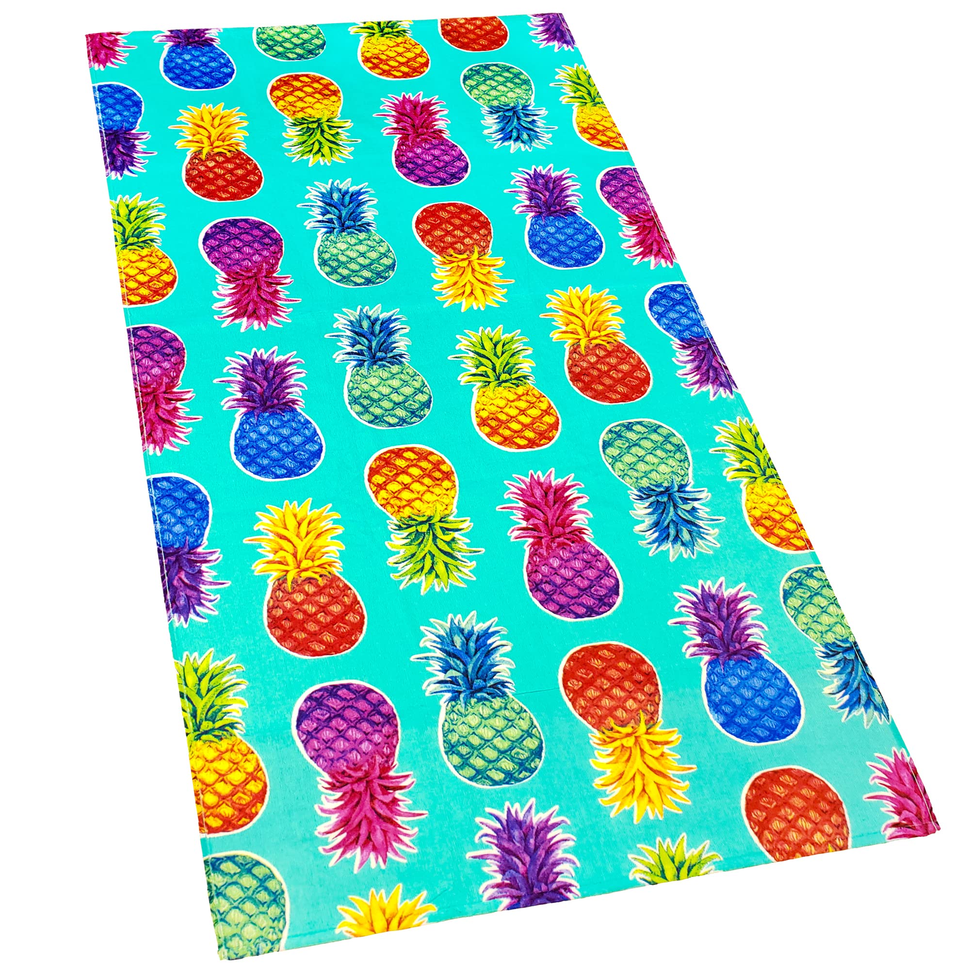 Softerry Colorful Pineapples Beach Towel 30 X 60 Inches 100% Cotton (1 Towel - 30'' X 60'', Aqua)