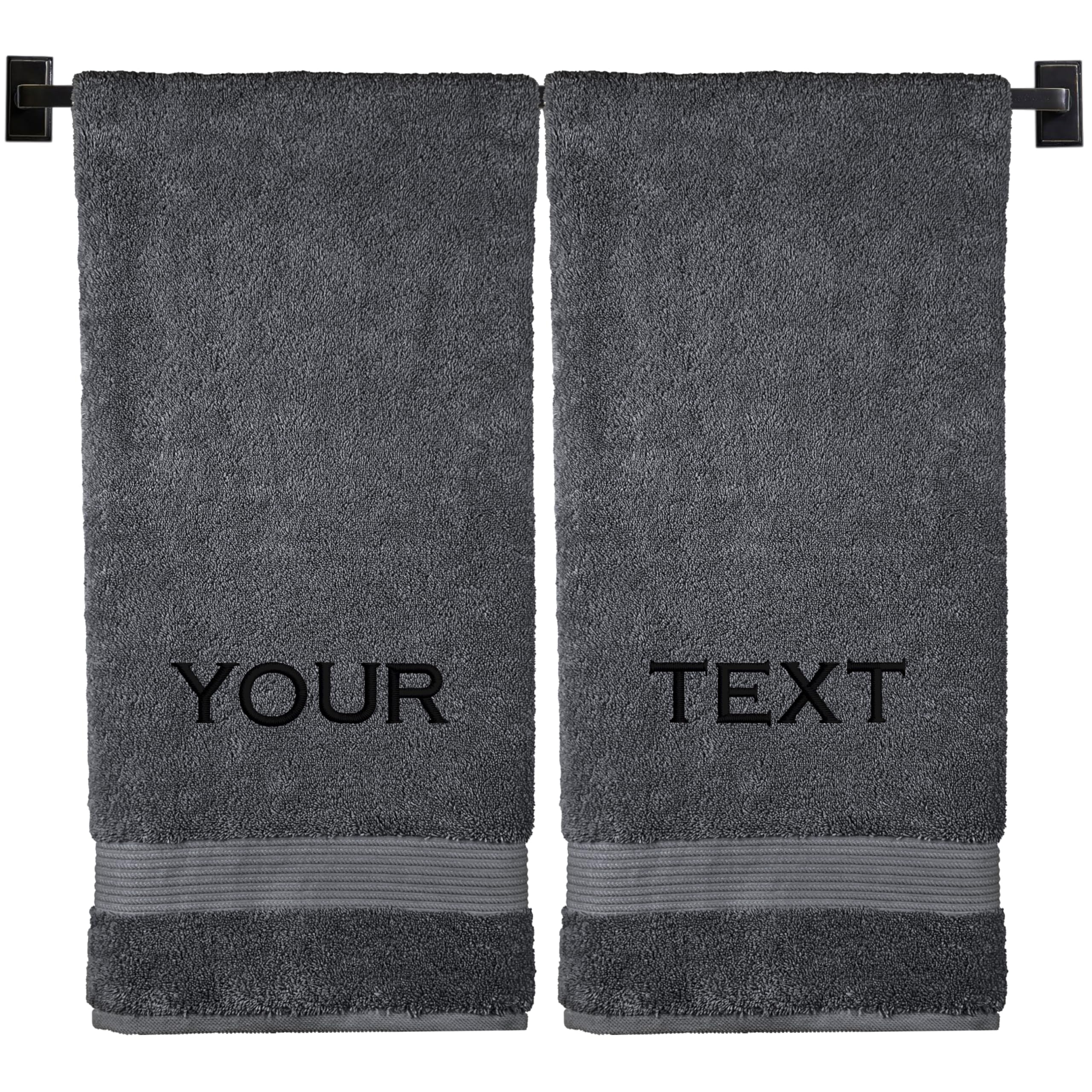 Custom Luxury Towels Personalized Bath Towels | Set Of 2 | Choose From 12 Fonts | Genuine Turkish Cotton | Oeko-Tex Certified |