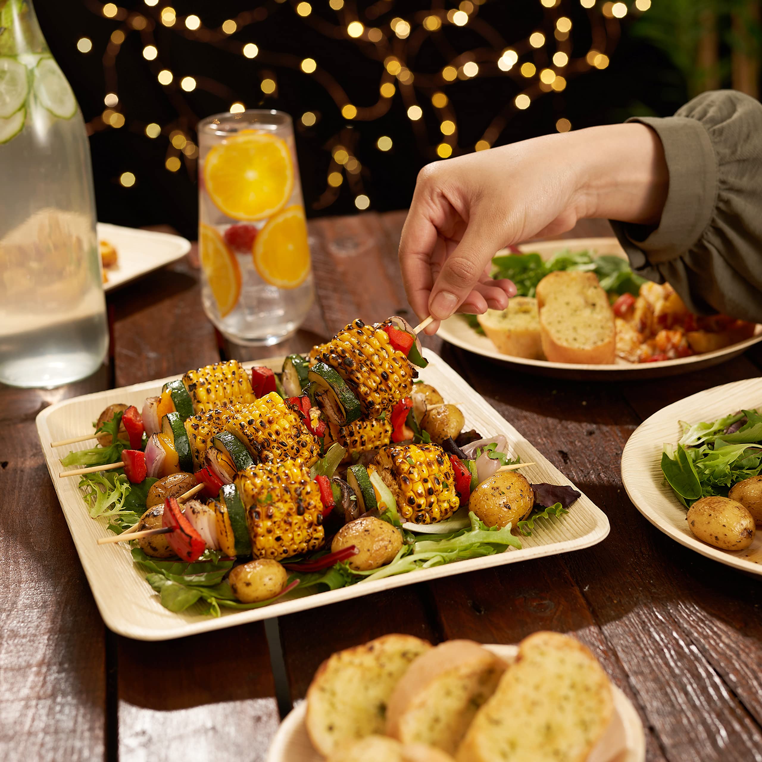 Haago 12 Pack 12'' Palm Leaf Plates/Platter Trays (Rectangular) Like Bamboo Plates | Biodegradable & Disposable Plates Tableware