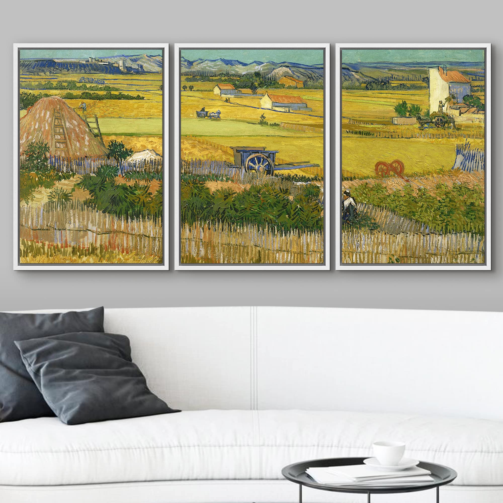 Wall26 Framed Canvas Print Wall Art Set The Harvest By Vincent Van Gogh Nature Wilderness Illustrations Fine Art Relax/Calm Mult