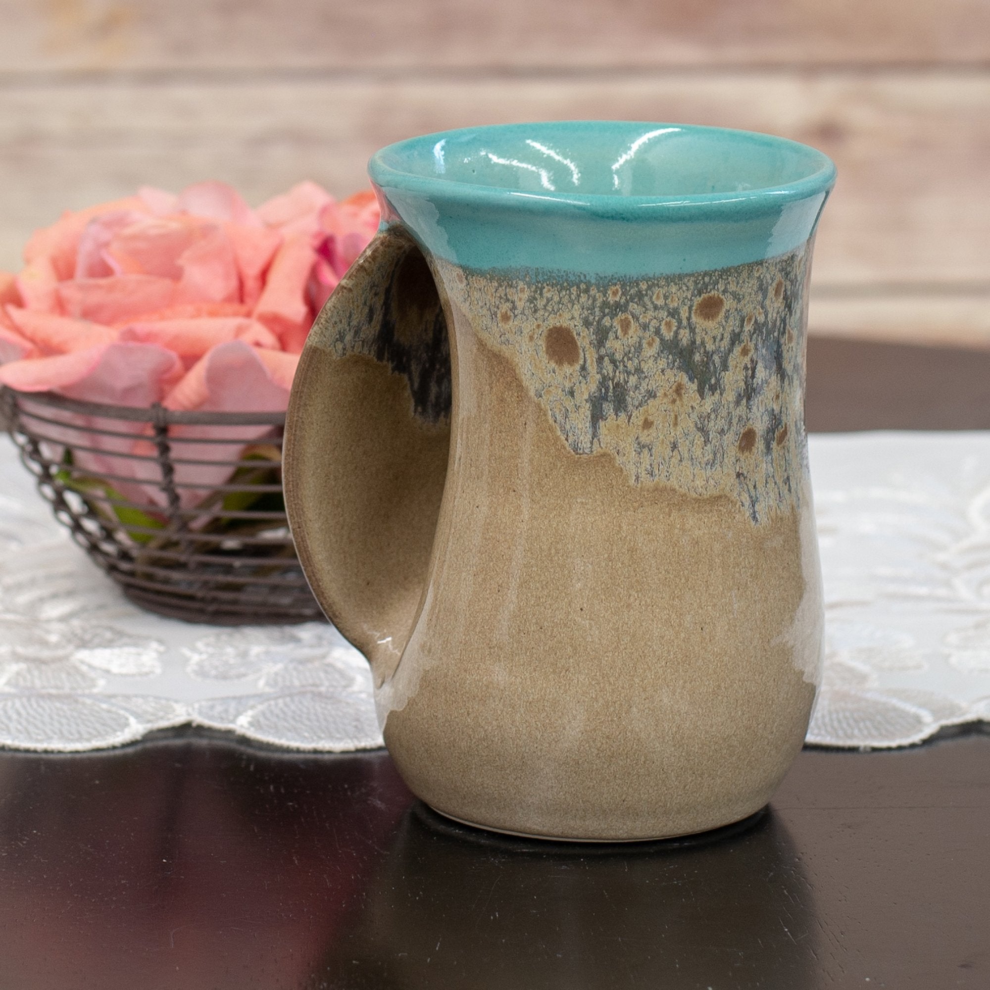 Clay In Motion Handwarmer Mug - Left Hand (Island Oasis)