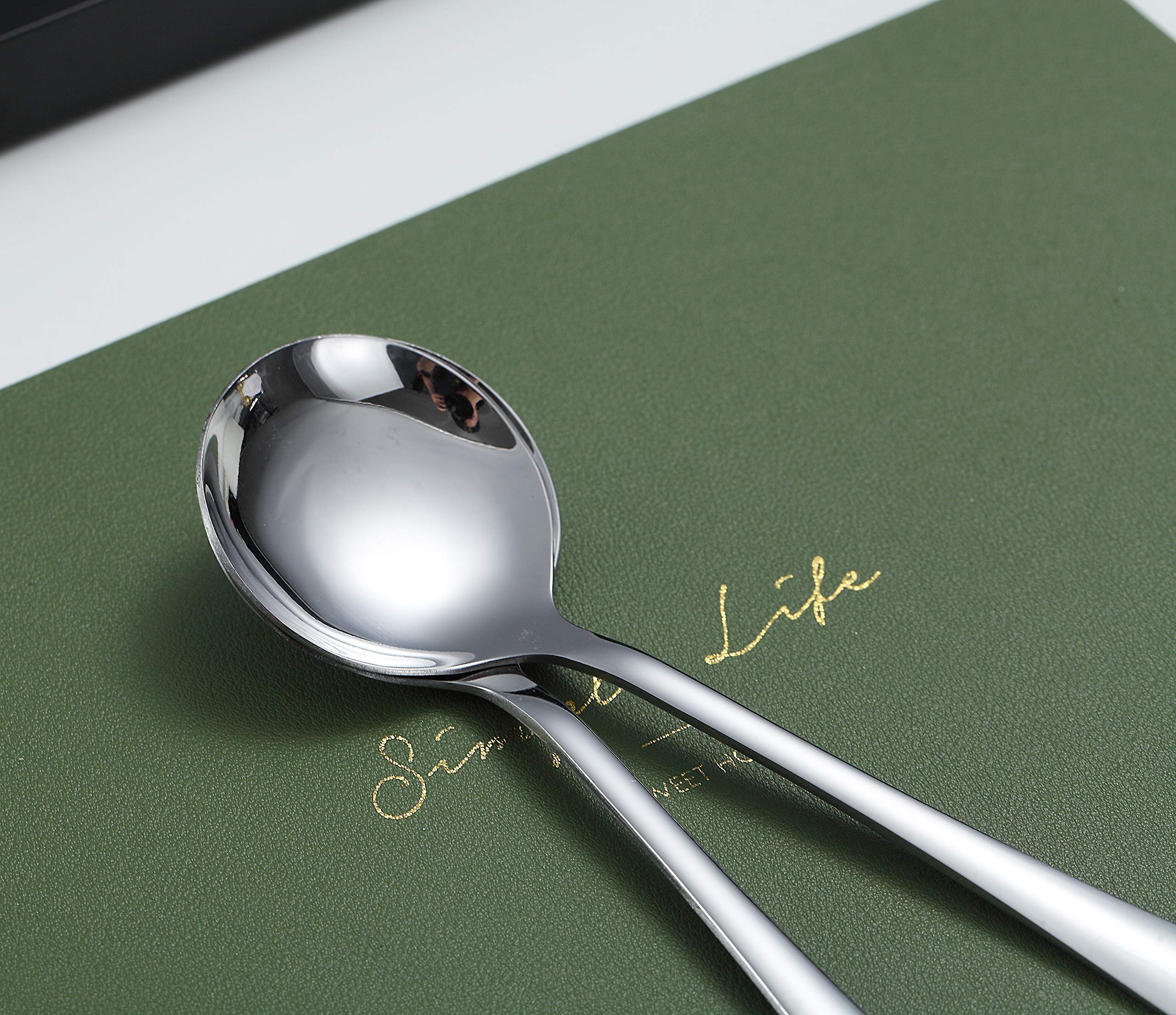 Soup Spoons, Kyraton 6 Pieces Stainless Steel Round Spoons,Dinner Spoon Table Spoon, Spoons Silverware Dishwasher Safe Set Of 6