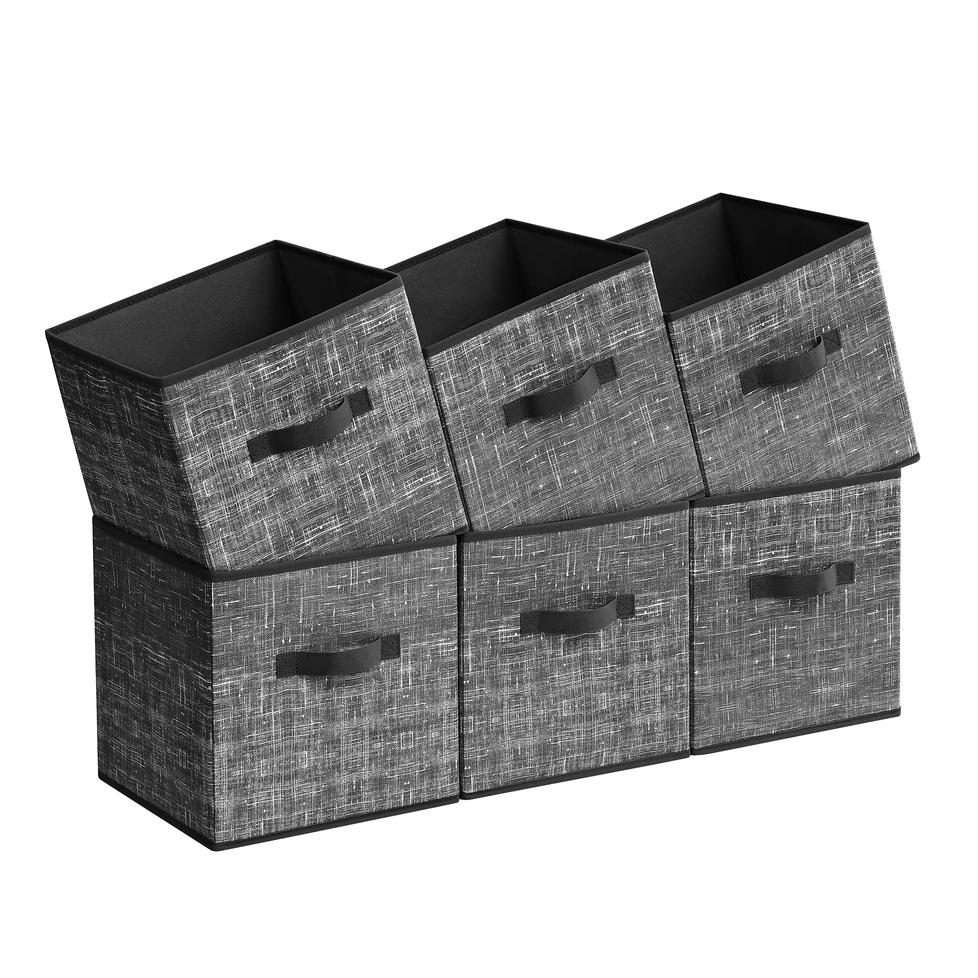 Songmics Storage Cubes, 11.8-Inch Non-Woven Fabric Bins With Double Handles, Set Of 6, Closet Organizers For Shelves, Foldable,