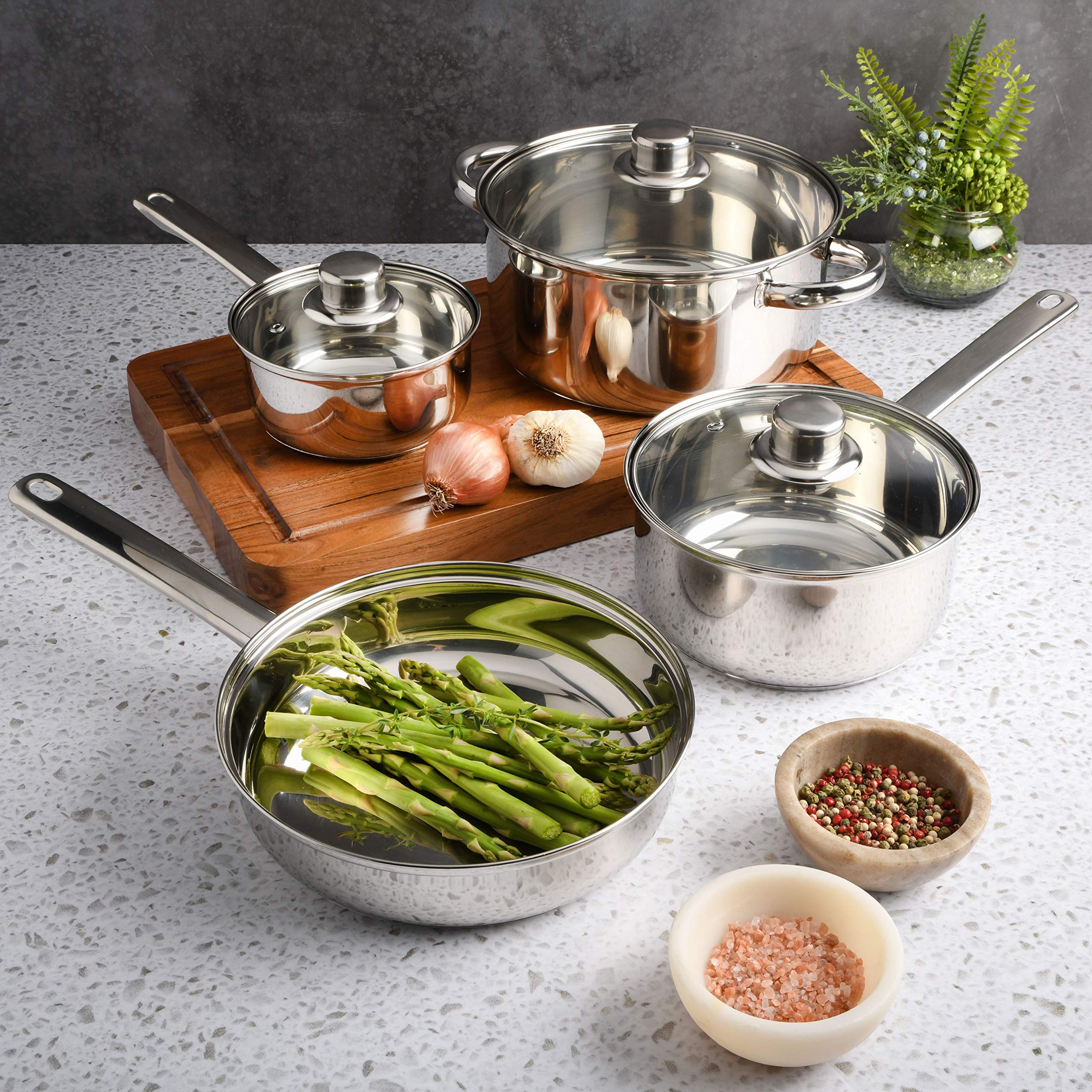 Gibson Home Landon 7 Piece Cookware Set,Stainless Steel