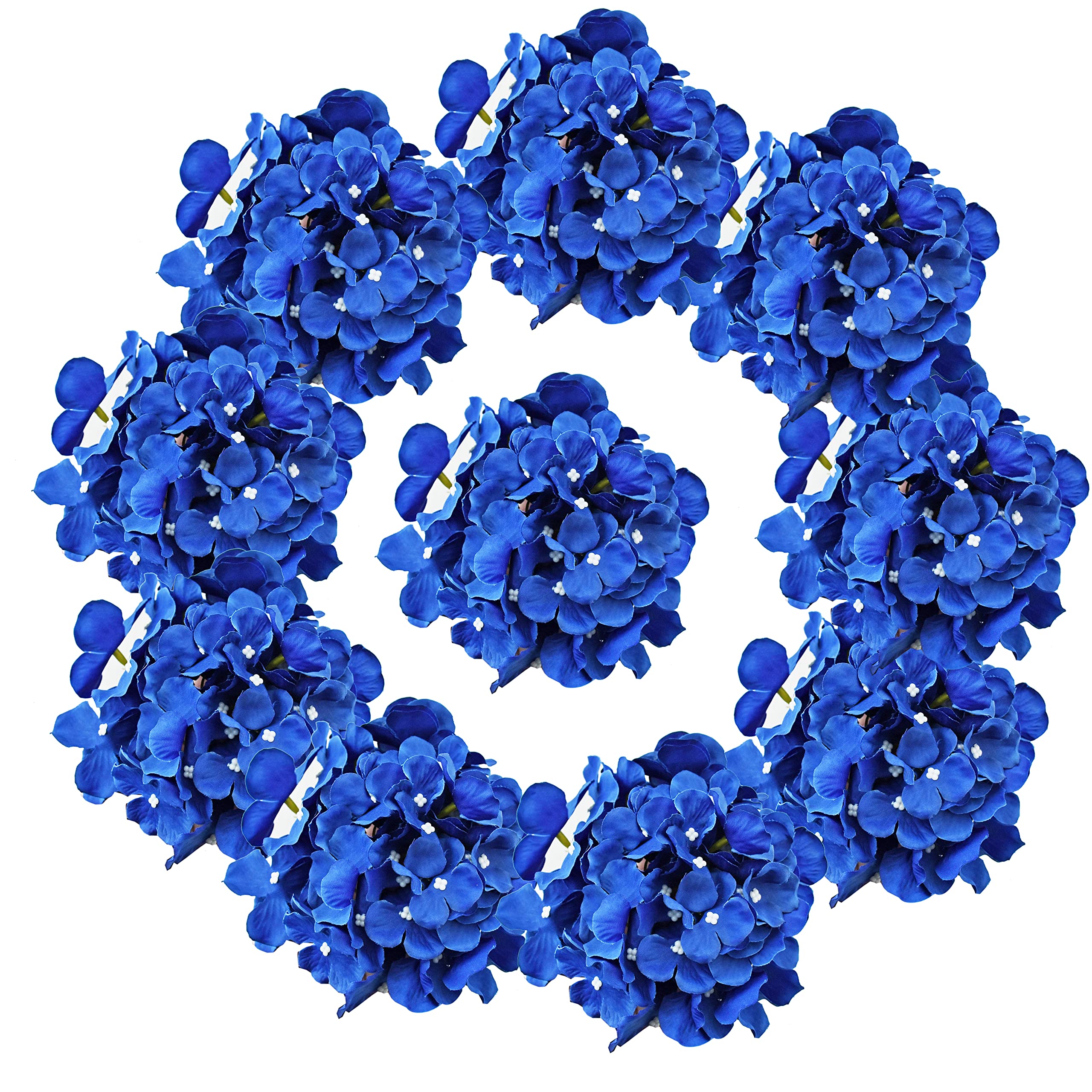 ONLY ART 10pcs Navy Blue Silk Hydrangea Flower Head with Removable Stems for Mothers Day Home Wedding Party Decorations