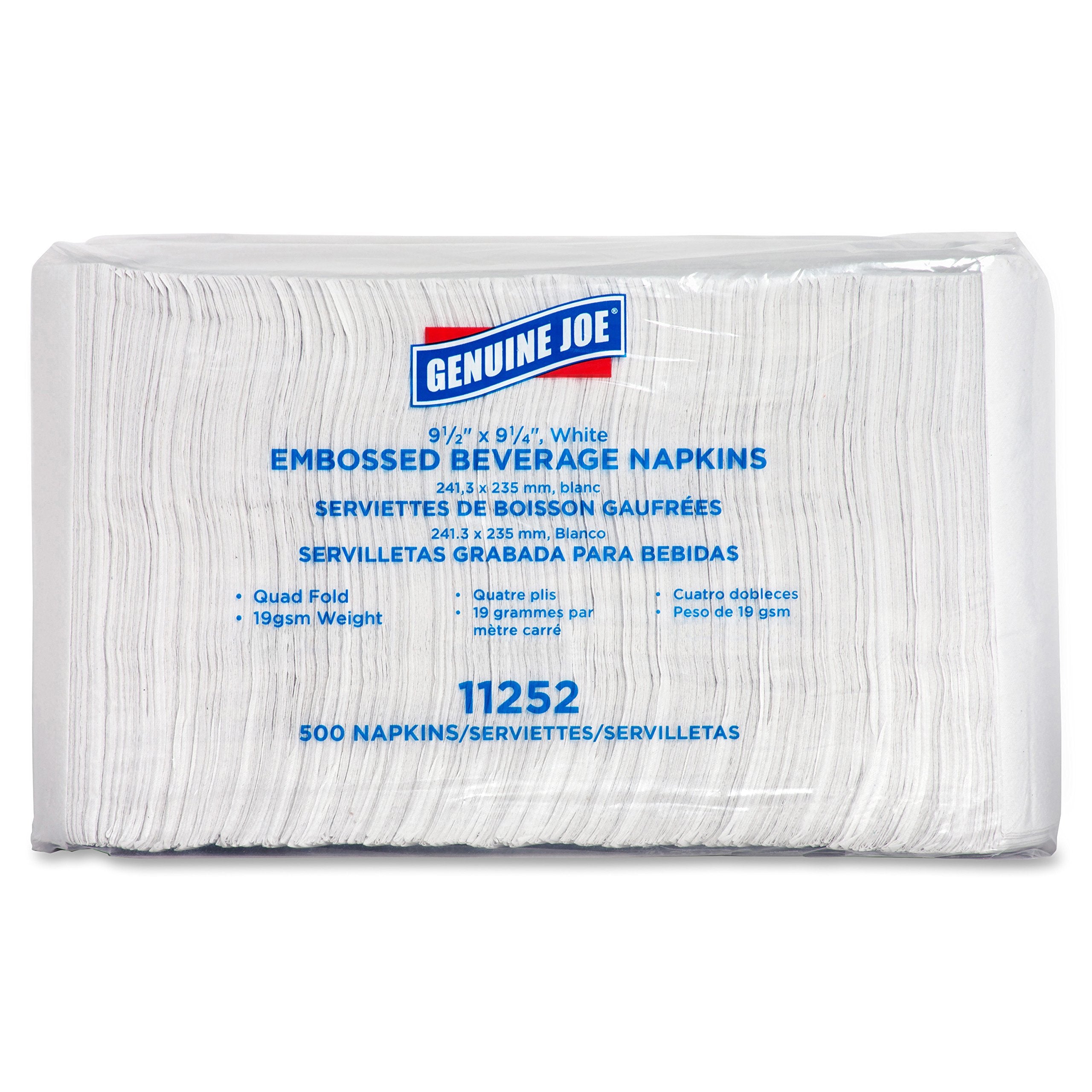 Genuine Joe Quad-Fold Square Beverage Napkins , Pack Of 8 (4000Ct)