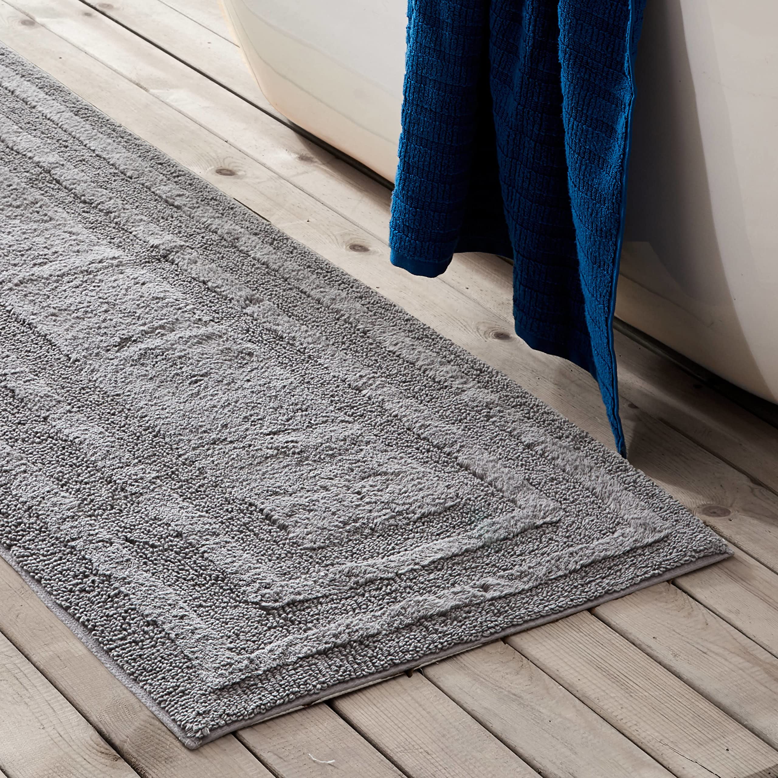 Eddie Bauer - Bathroom Rug Runner, Soft Tufted Cotton Bathroom Decor, Super Absorbent & Quick Dry (Logan Chrome Grey, 60'' X 22'